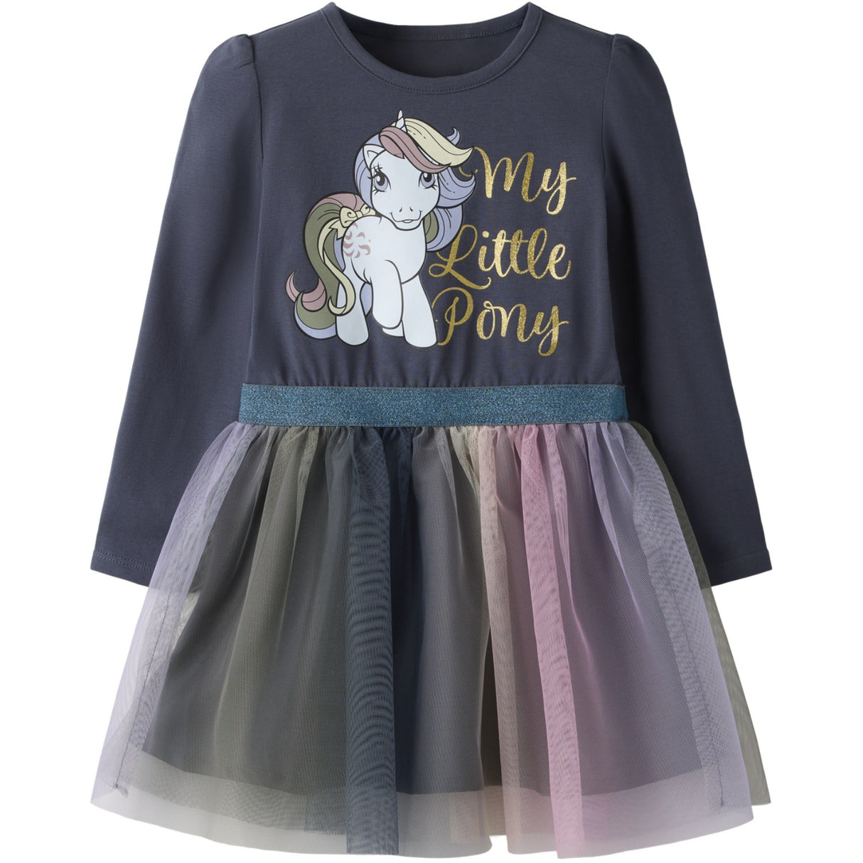 Name It Ombre Blue Nmfsessa Mlp Ls Tyl Kjole Cplg