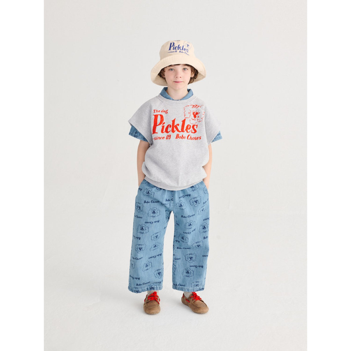 Bobo Choses Heather Grey Pickles The Dog Sleeveless Sweatshirt