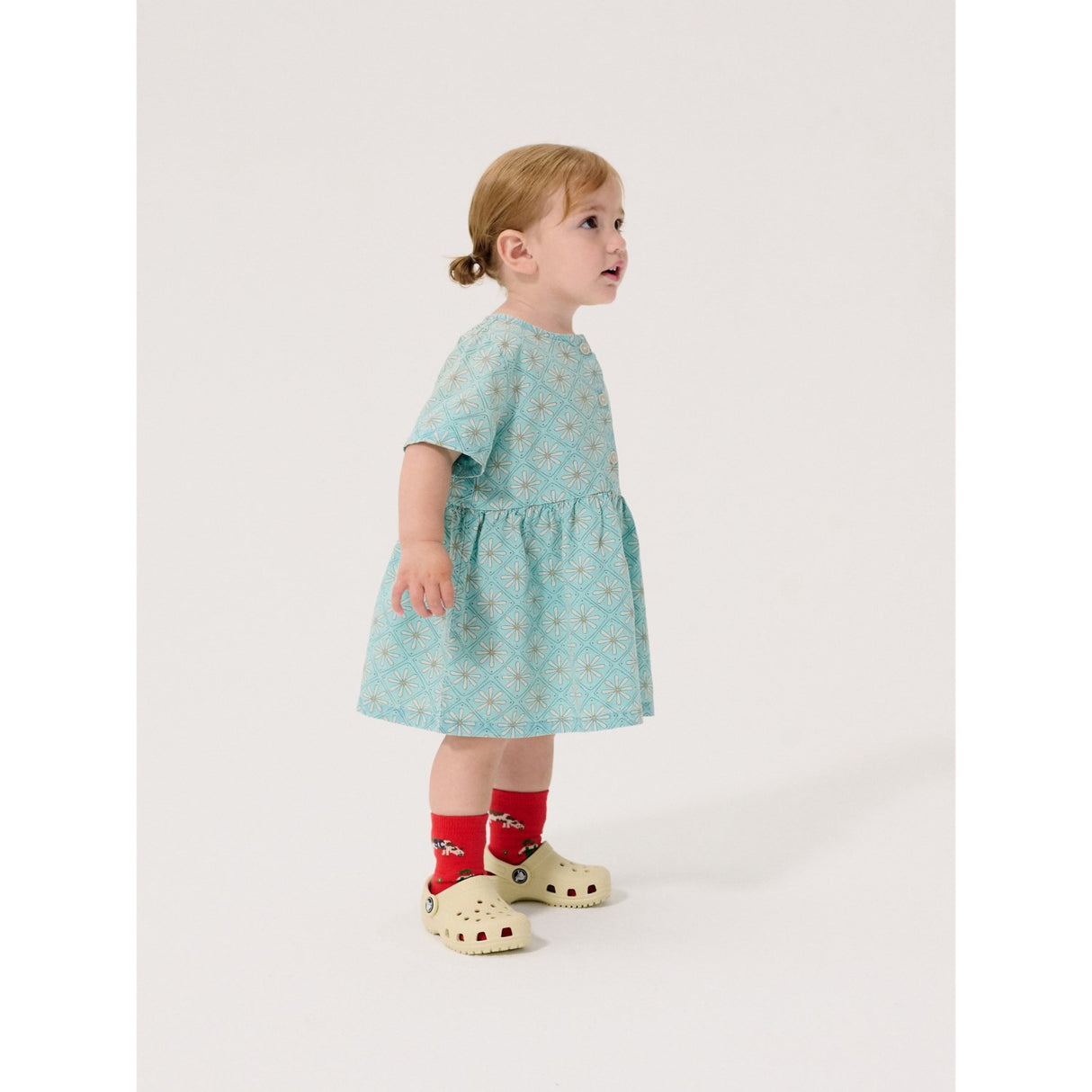 Bobo Choses Light Blue Daisy Mosaic All Over Woven Kjole