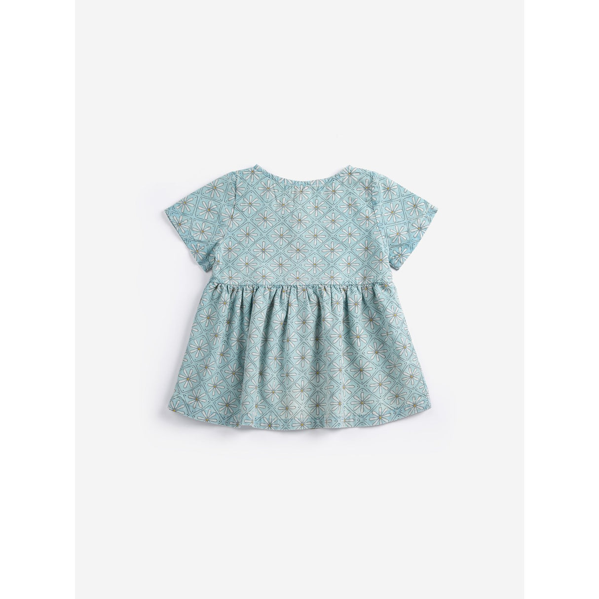 Bobo Choses Light Blue Daisy Mosaic All Over Woven Kjole