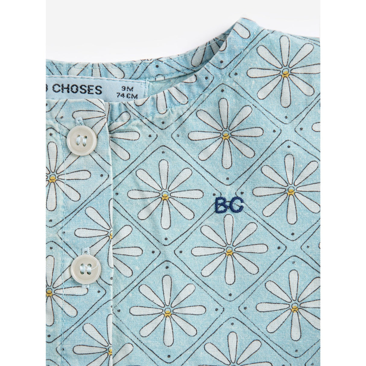 Bobo Choses Light Blue Daisy Mosaic All Over Woven Kjole