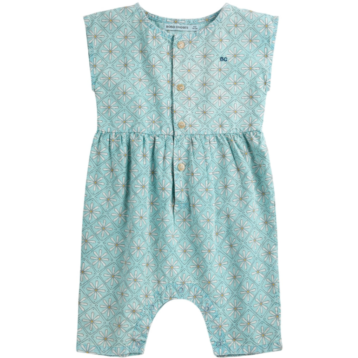 Bobo Choses Light Blue Daisy Mosaic All Over Woven Overall