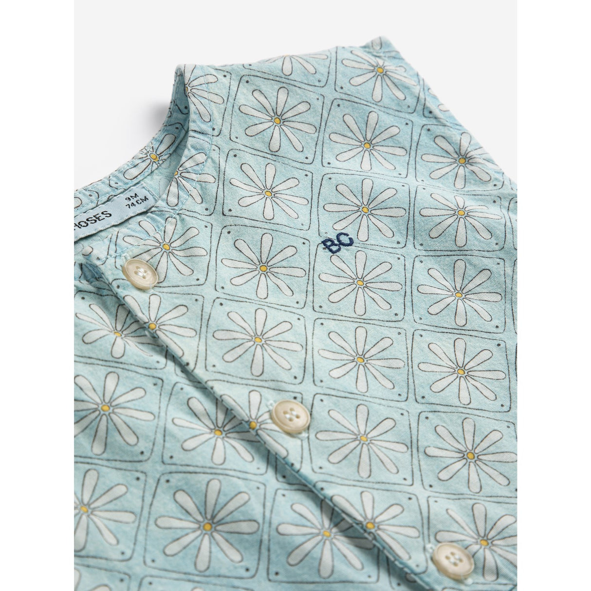 Bobo Choses Light Blue Daisy Mosaic All Over Woven Overall