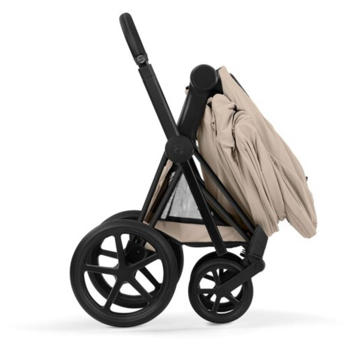 Cybex Cozy Beige/Beige Priam Comfort Matt Black Inklusiv Foldbar Liggedel