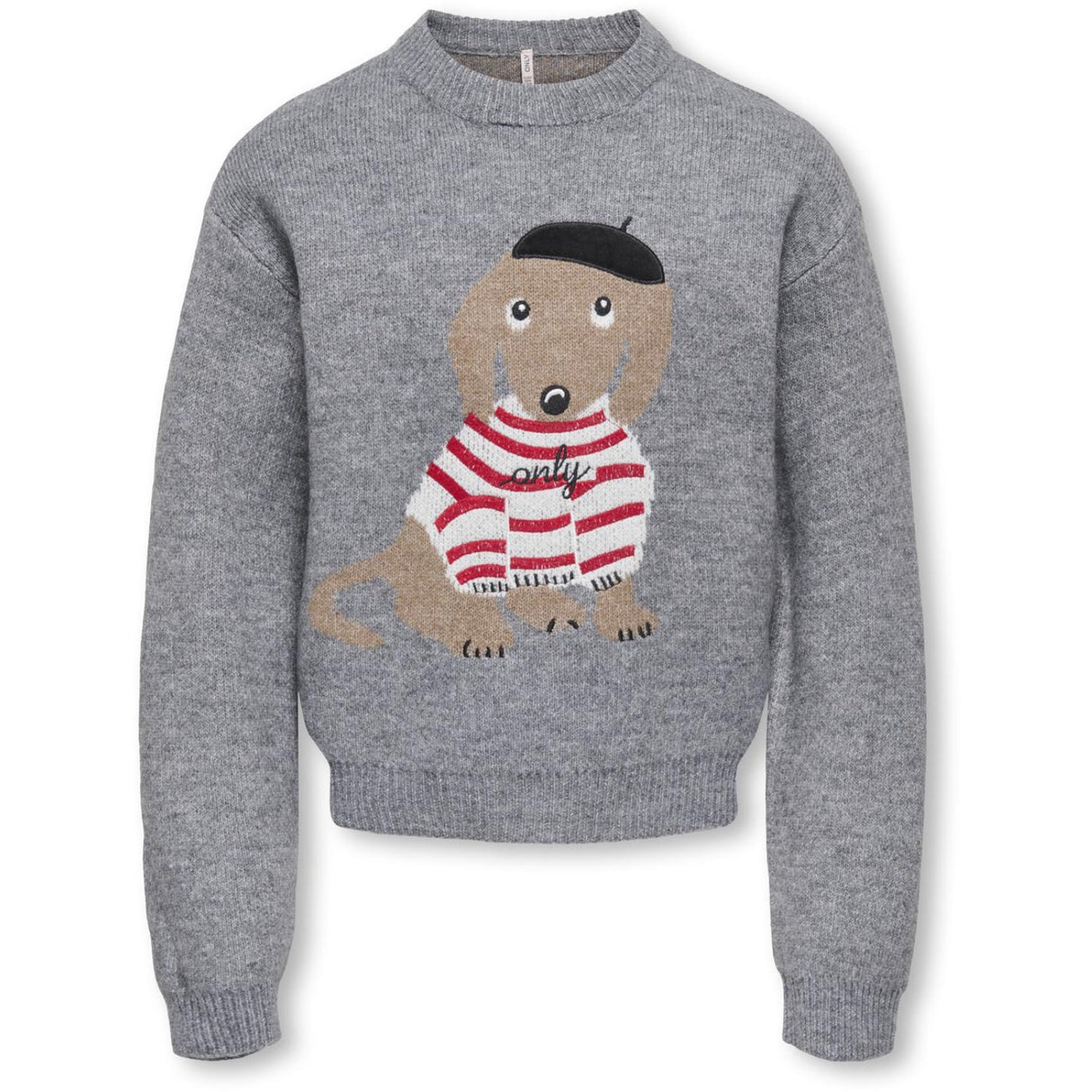 kids ONLY Medium Grey Melange Dachshund Kogteddy L/S Pullover Knt Noos