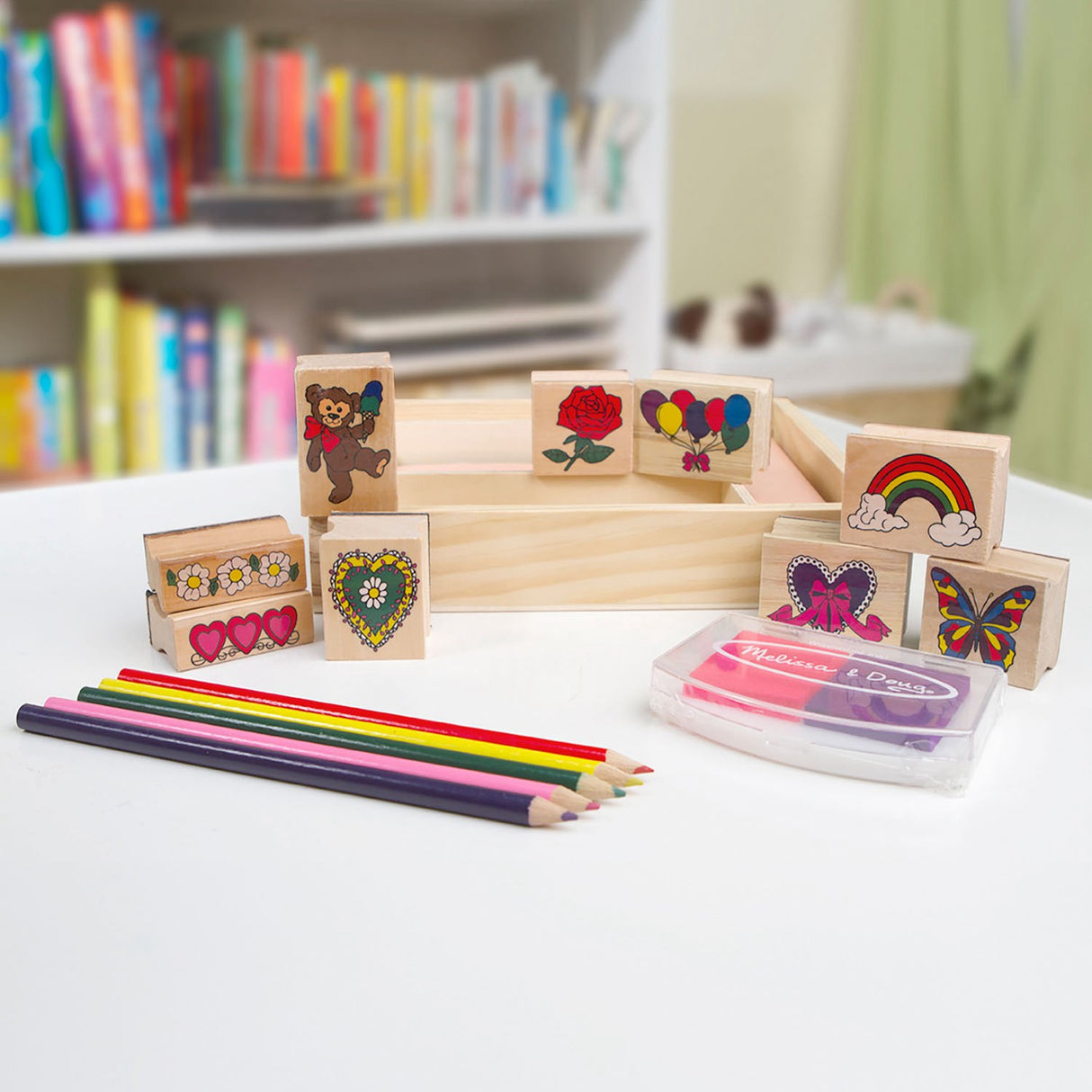 Melissa & Doug Multifarvet Wooden Stamp Set Friendship