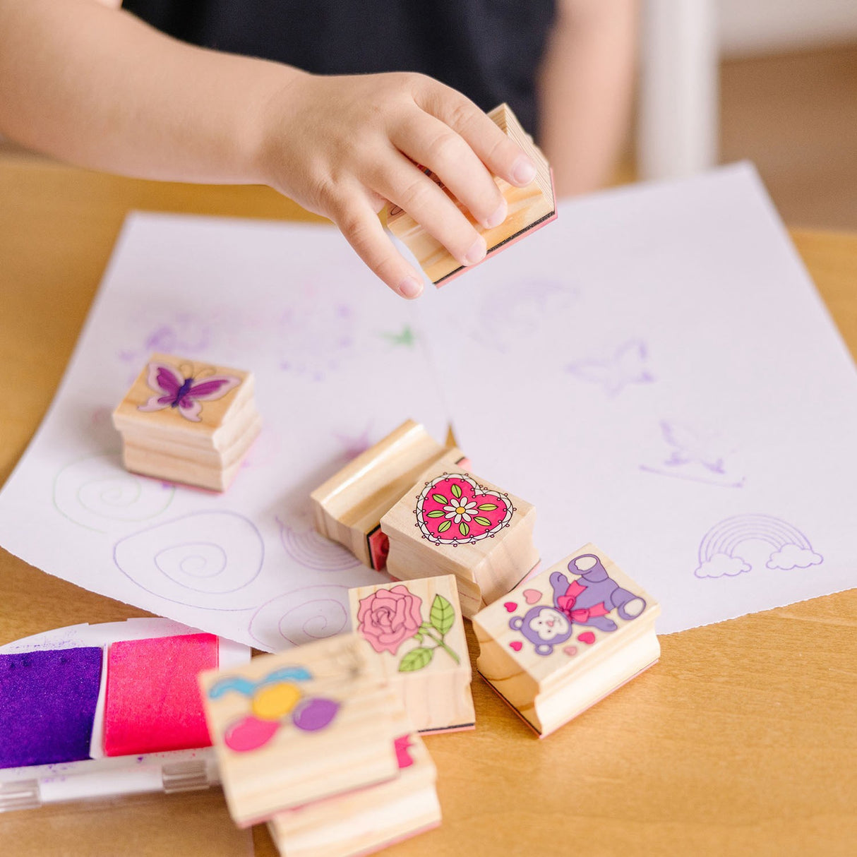 Melissa & Doug Multifarvet Wooden Stamp Set Friendship