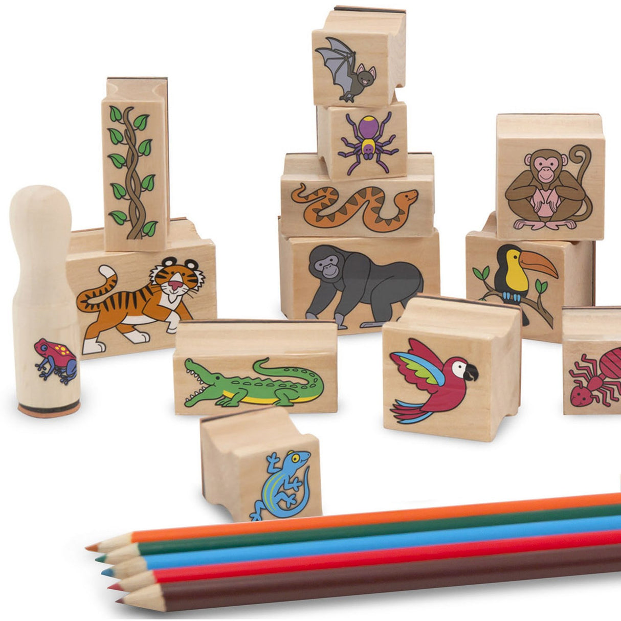 Melissa & Doug Multifarvet Wooden Stamp Set Regnskov