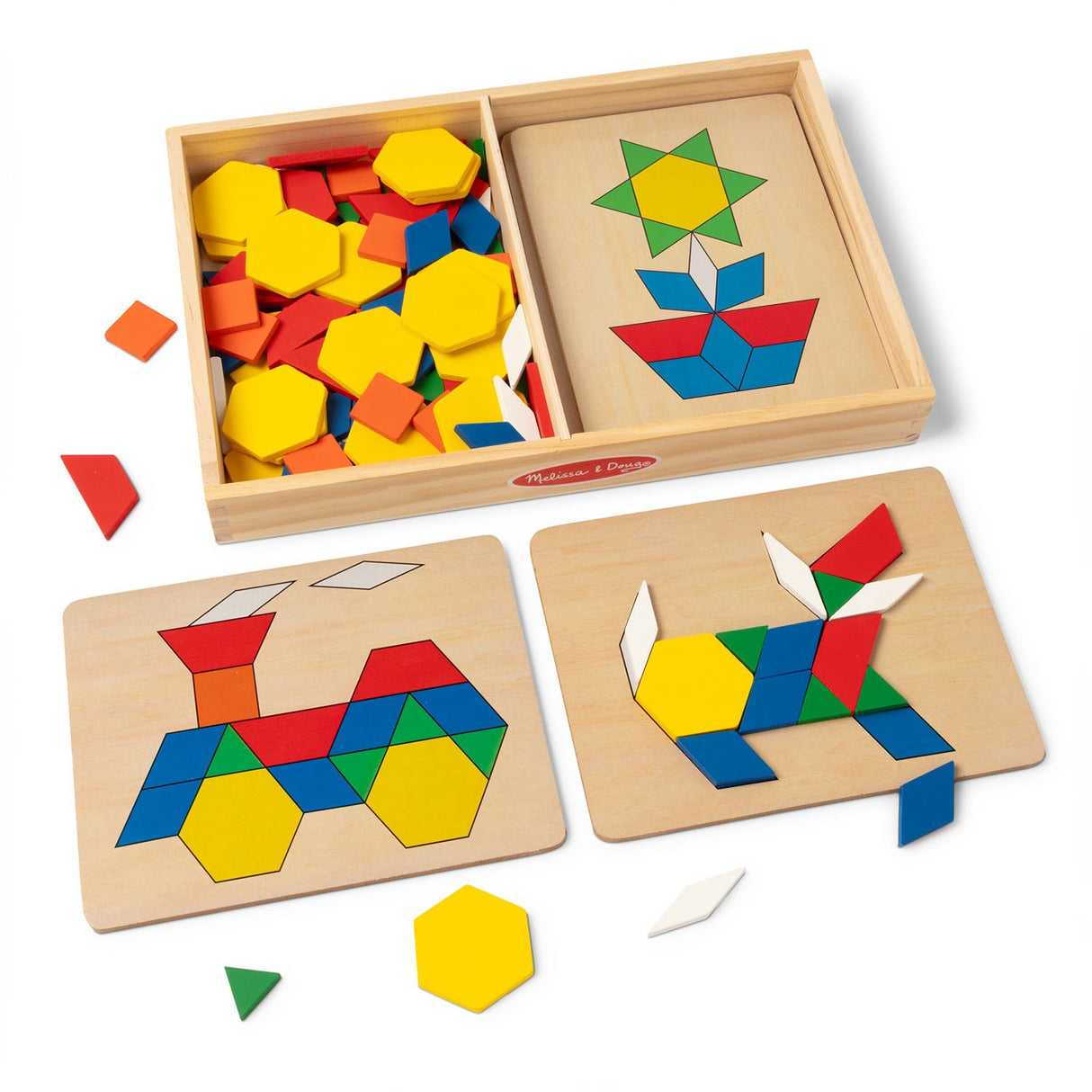 Melissa & Doug Multifarvet Mønster-Leg - Træ - Sæt Med Klodser Og Plader