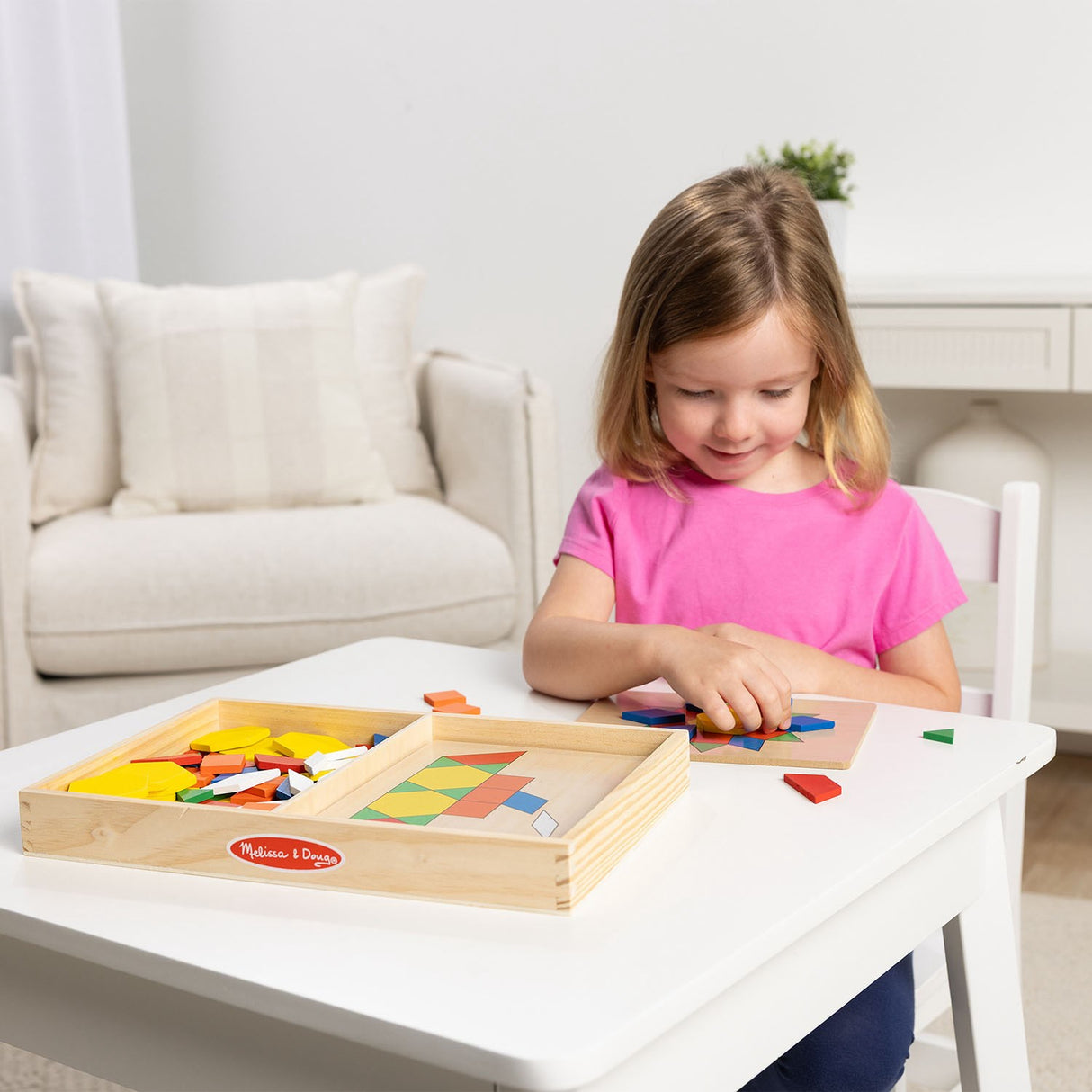 Melissa & Doug Multifarvet Mønster-Leg - Træ - Sæt Med Klodser Og Plader