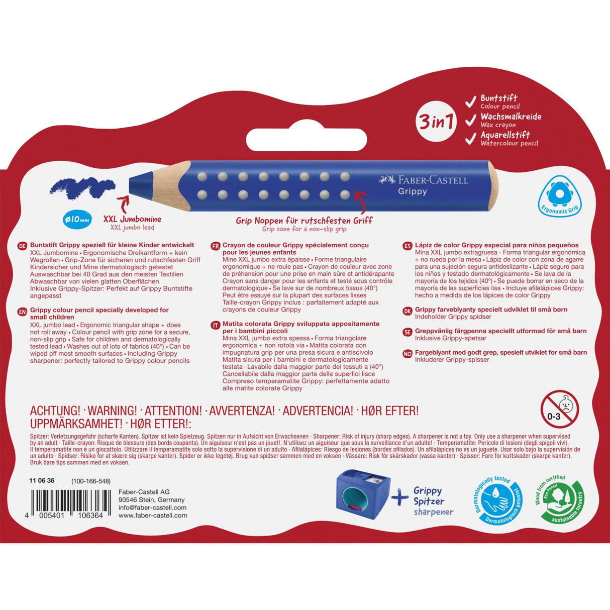 Faber-Castell Grippy XXL Jumbo 10 Ass+Spidser