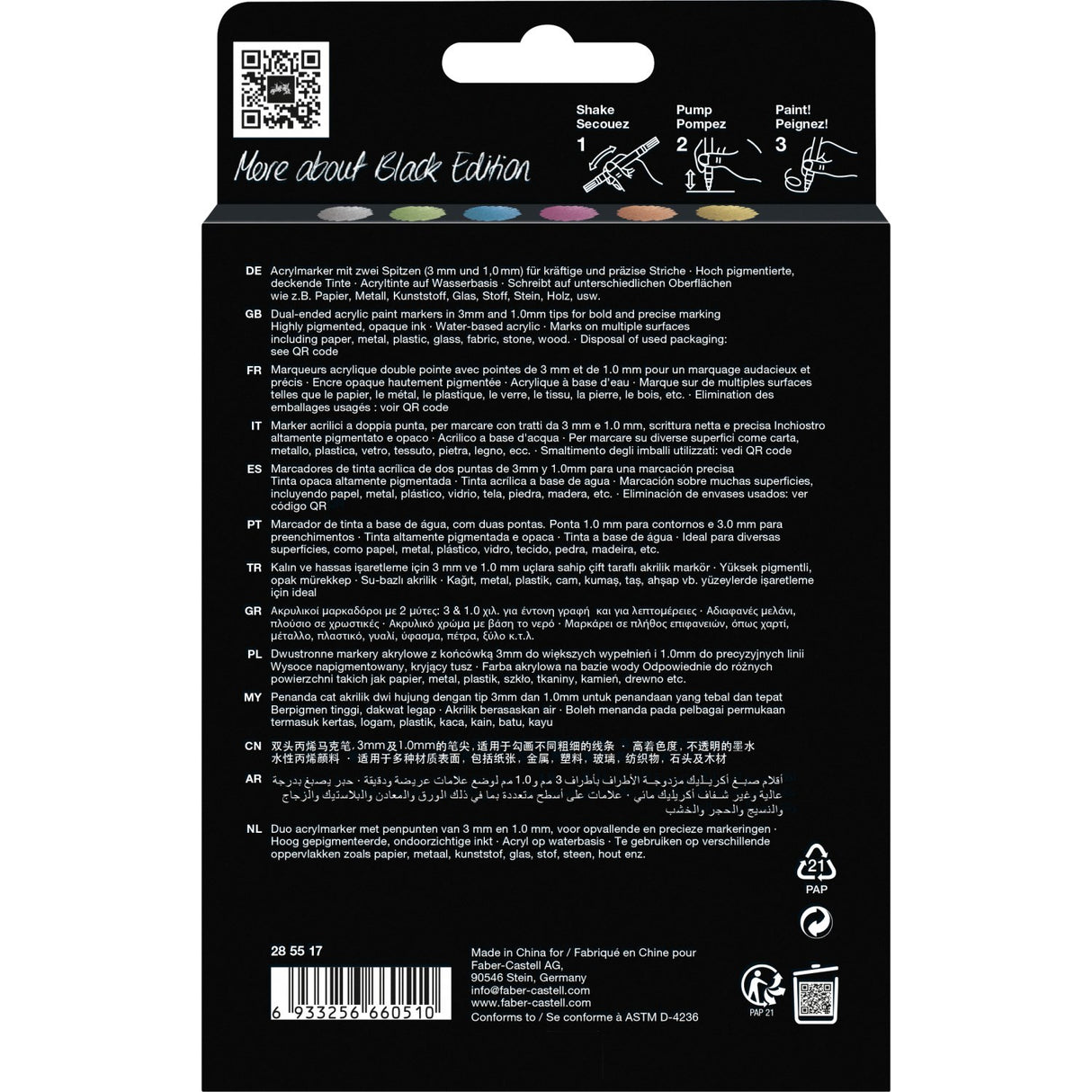 Faber-Castell Akryl Marker 6 Stk Metallic