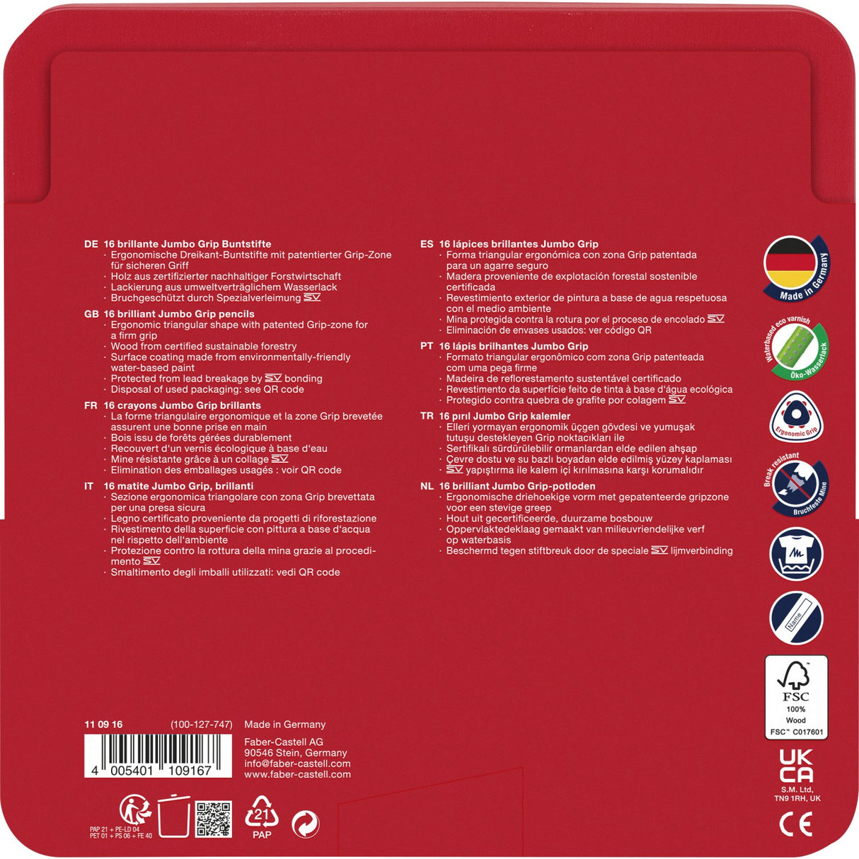 Faber-Castell Akvarel Jumbo Grib 16 Stk