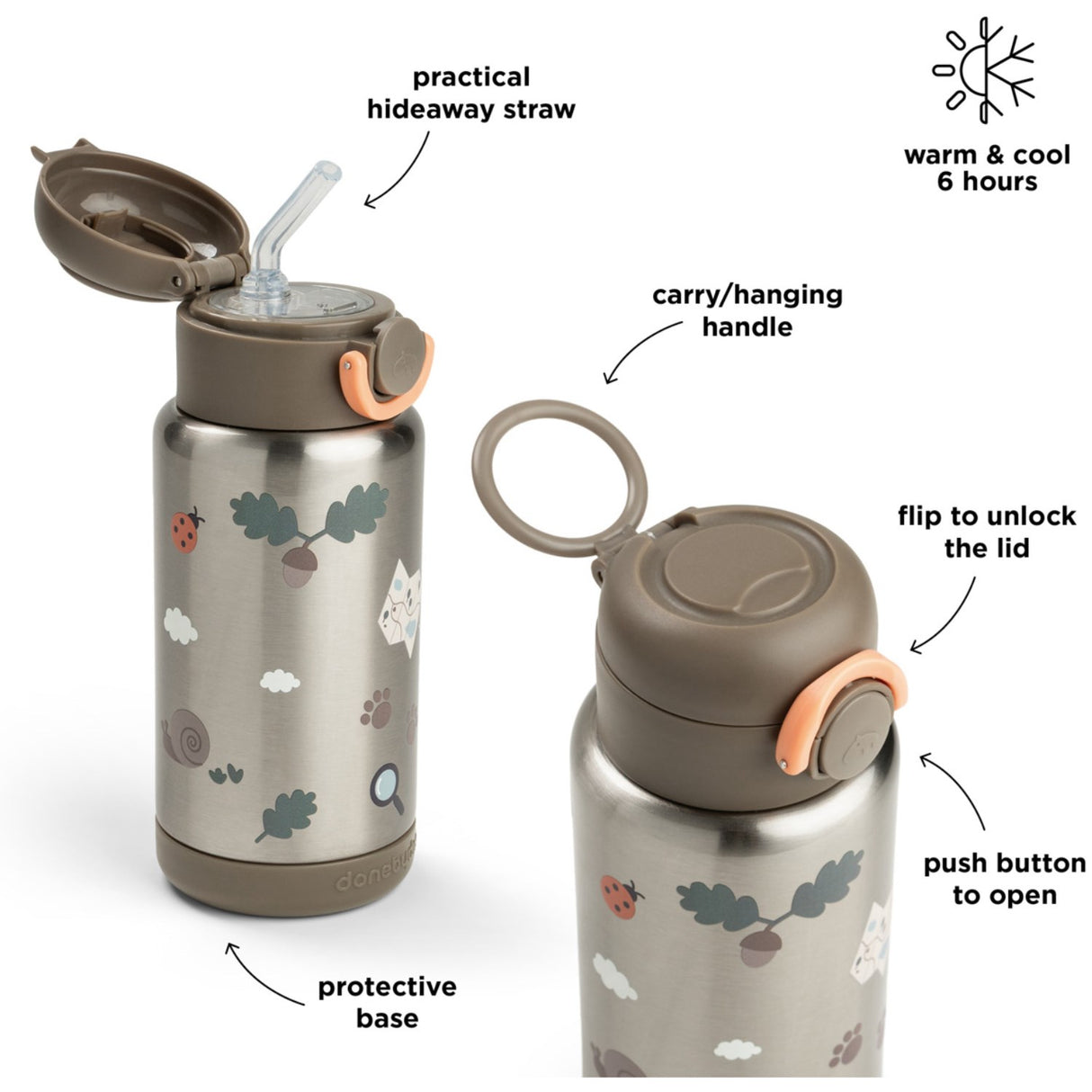 DonebyDeer Sand Tiny Trails Insulated Sugerør Flaske