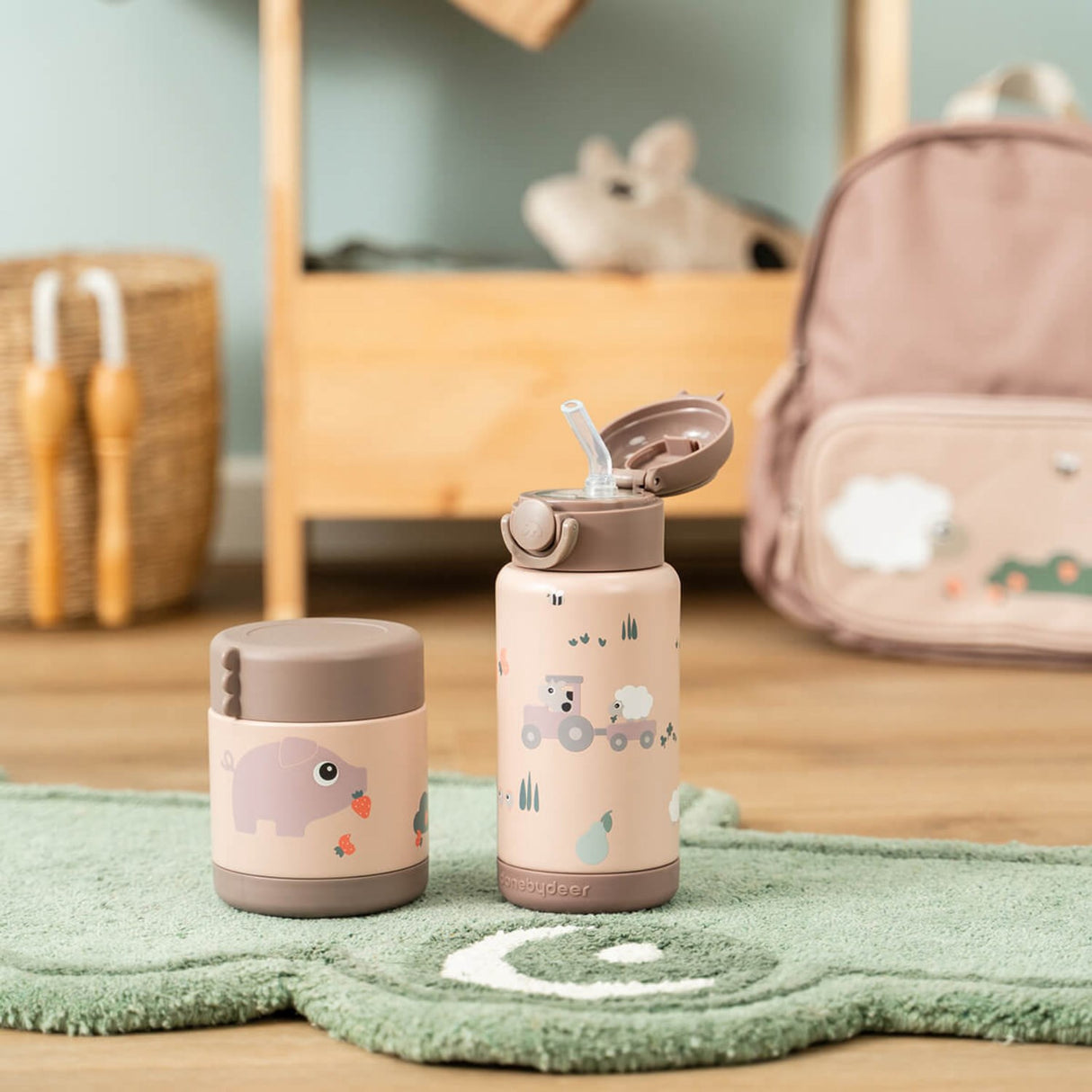 DonebyDeer Powder Tiny Farm Insulated Sugerør Flaske
