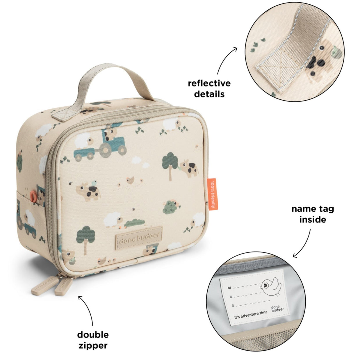 DonebyDeer Sand Tiny Farm Tiny Insulated Lunch Taske