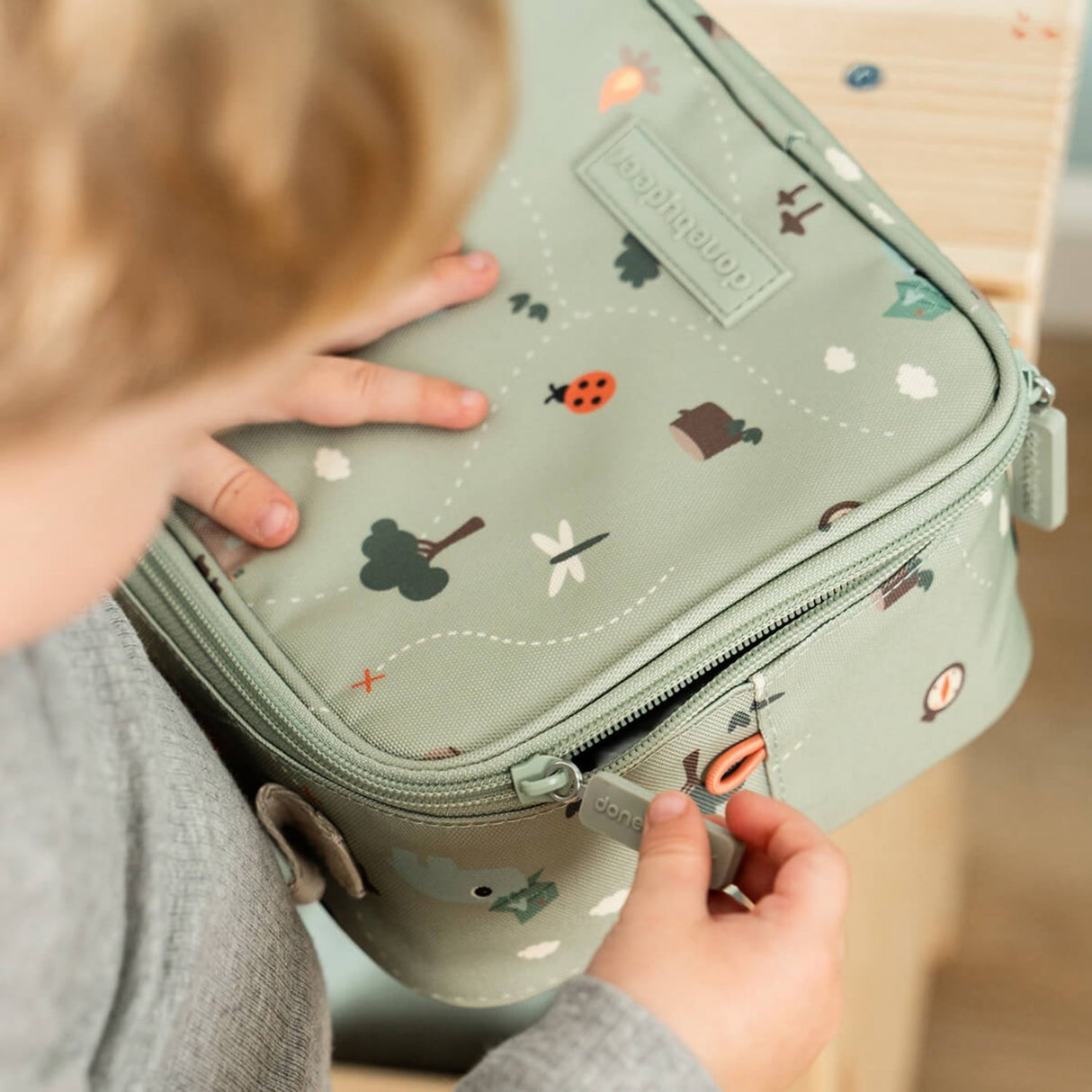 DonebyDeer Green Tiny Trails Tiny Insulated Lunch Taske