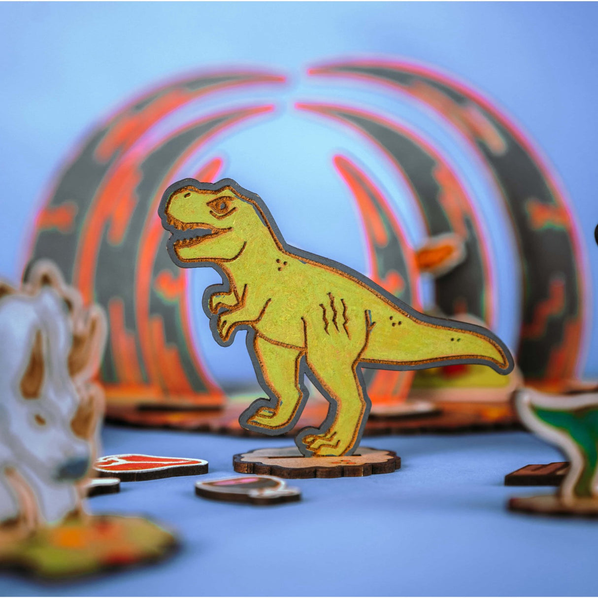 Crateit Dinosaur Wooden Legetøj Wasteland Battle