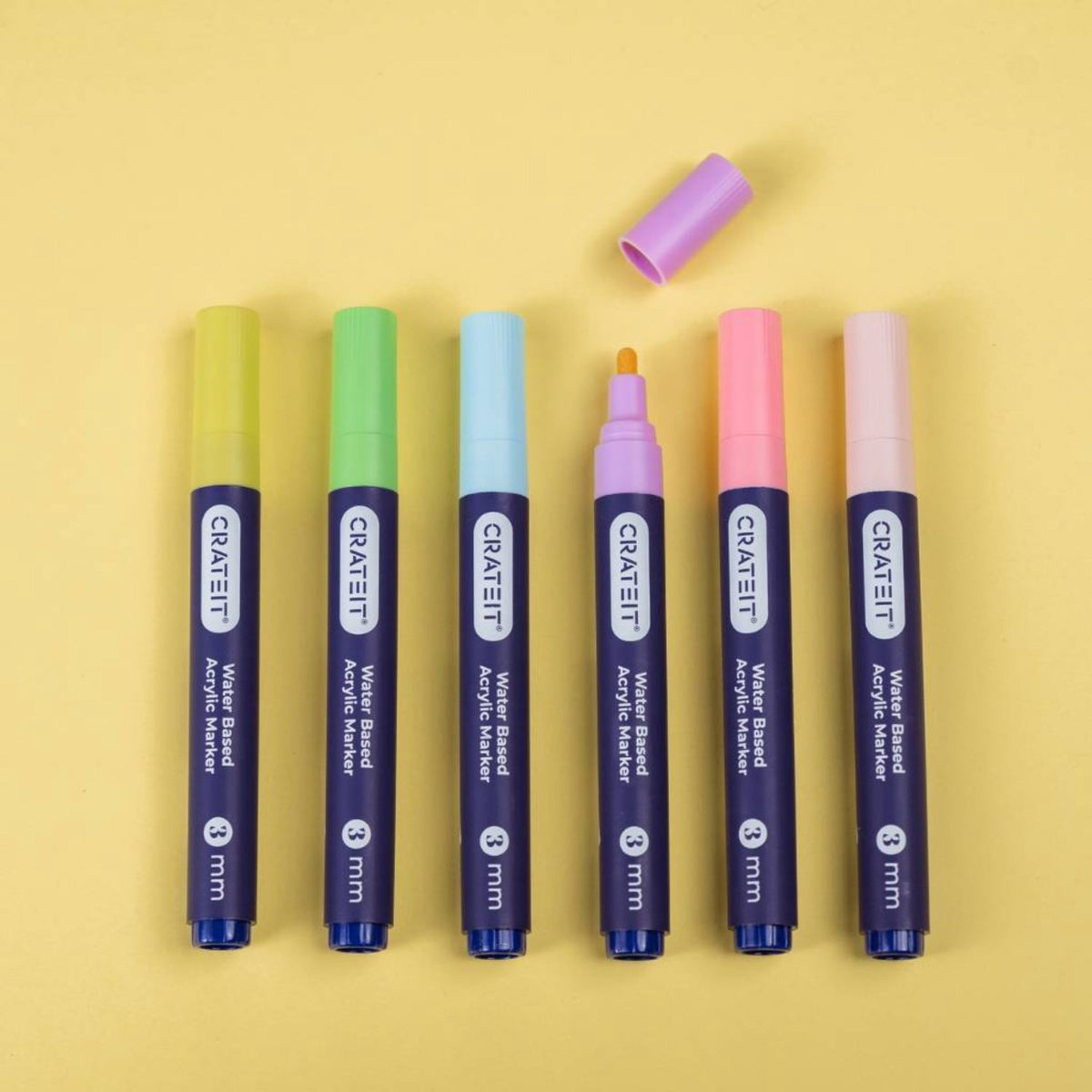 Crateit Pastel Tuscher 3mm 6 Pak