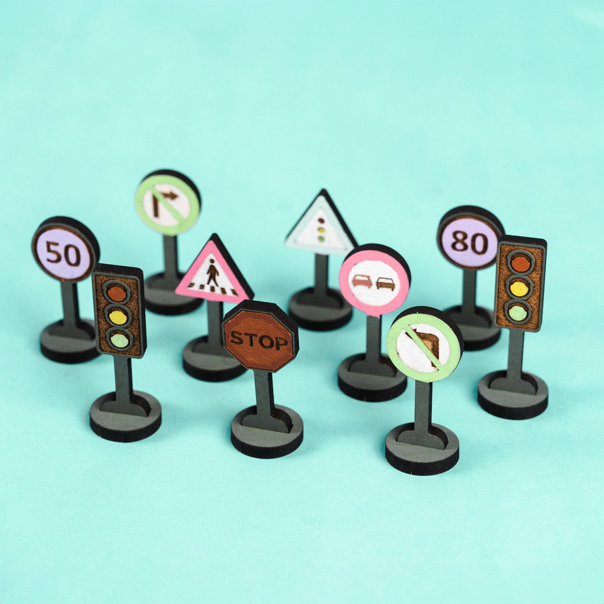 Crateit Town Wooden Legetøj Traffic & Road Signs Pak