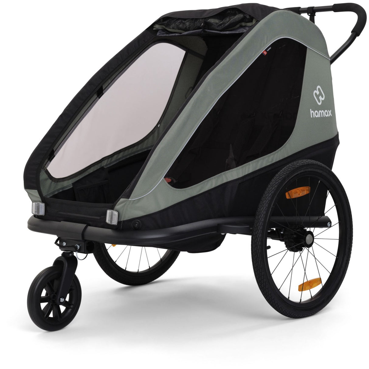 Hamax Khaki Green/Black Traveller Bicycle Trailer Dobbelt