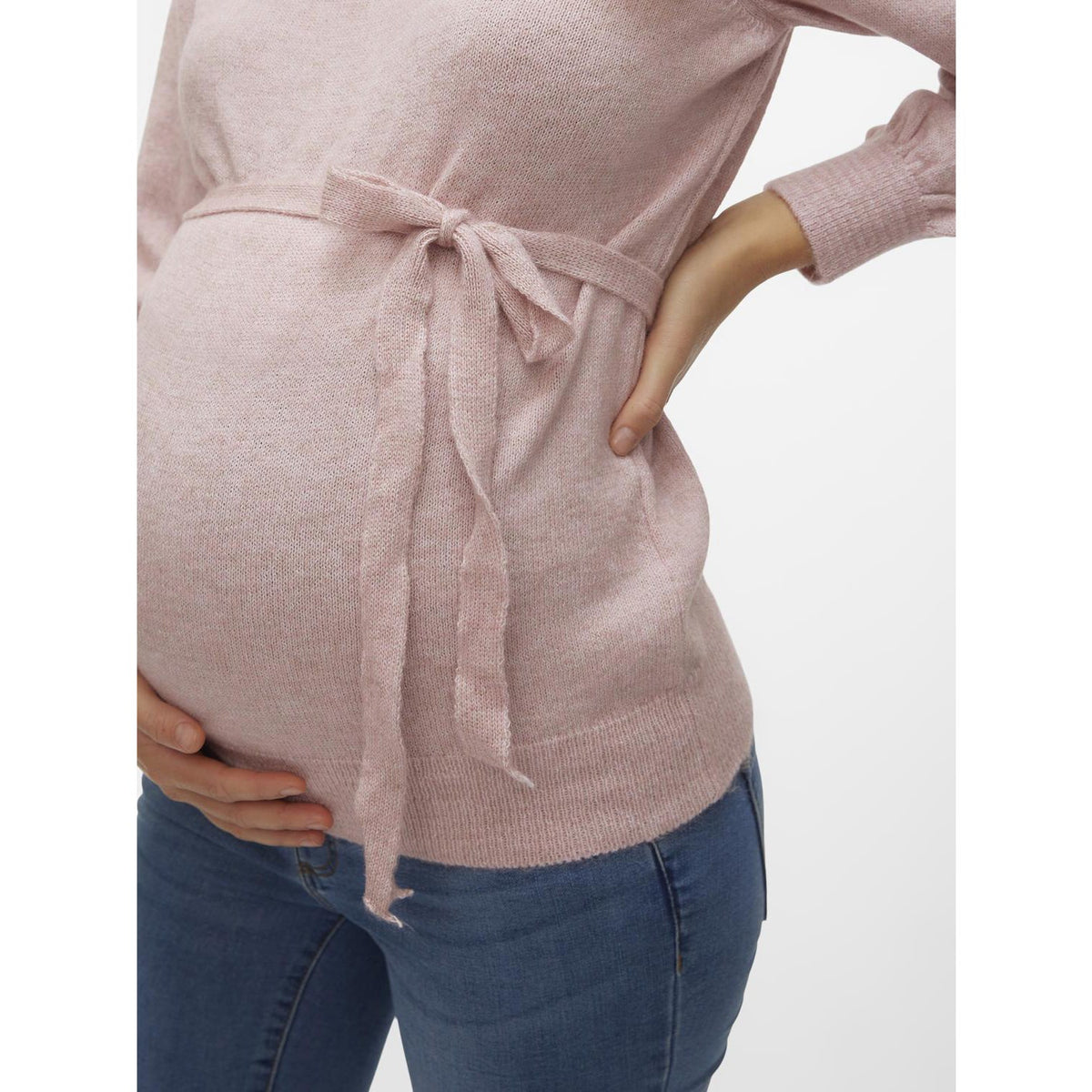 Mama;licious Misty Rose Melange Mlnewanne L/S Strik Top A.