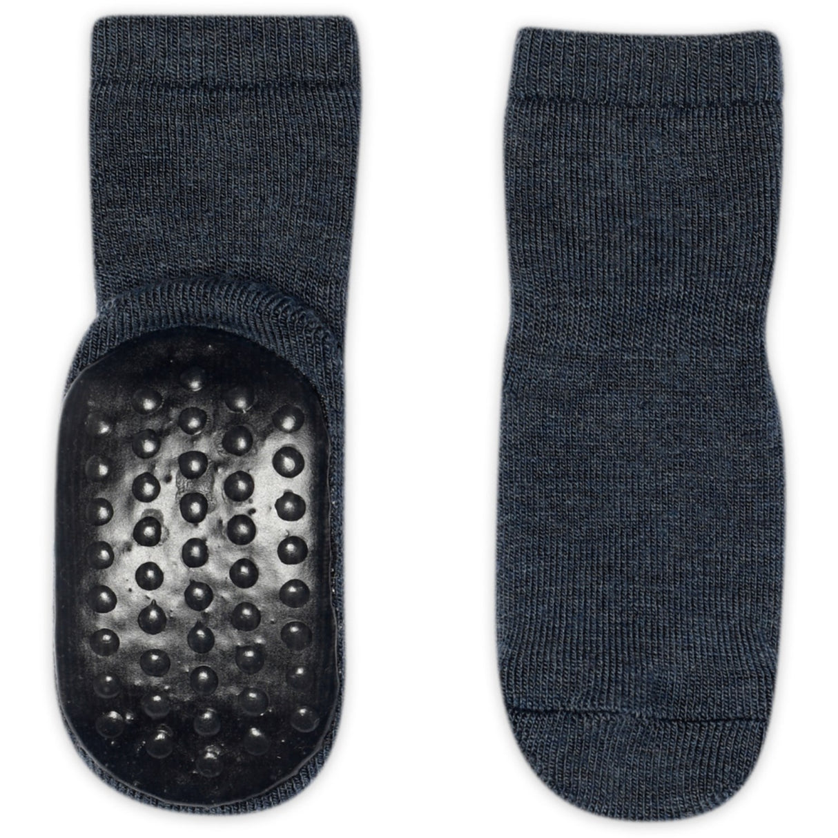 Gobabygo Dark Denim Melange Uld Strømper Anti-Slip