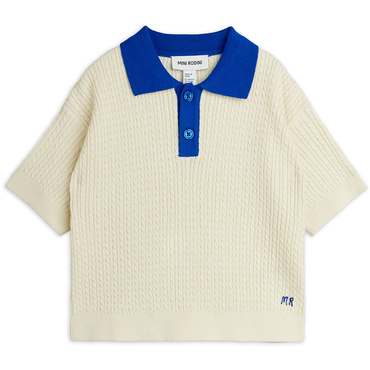 Mini Rodini Off-White Cable Strik Polo Skjorte