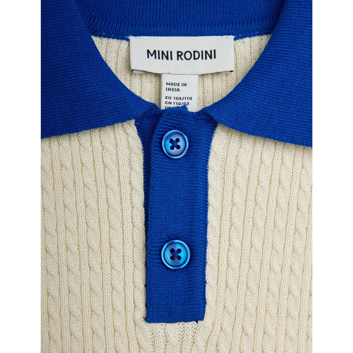 Mini Rodini Off-White Cable Strik Polo Skjorte