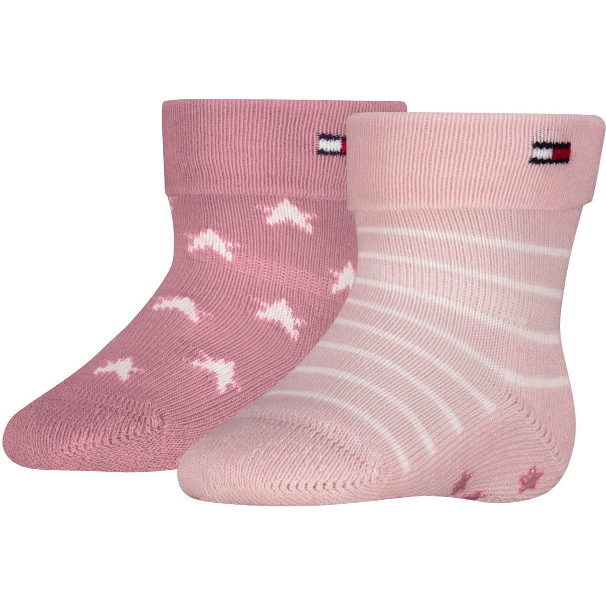 Tommy Hilfiger Light Pink Baby Strømper 2-Pak Fold Over Abs