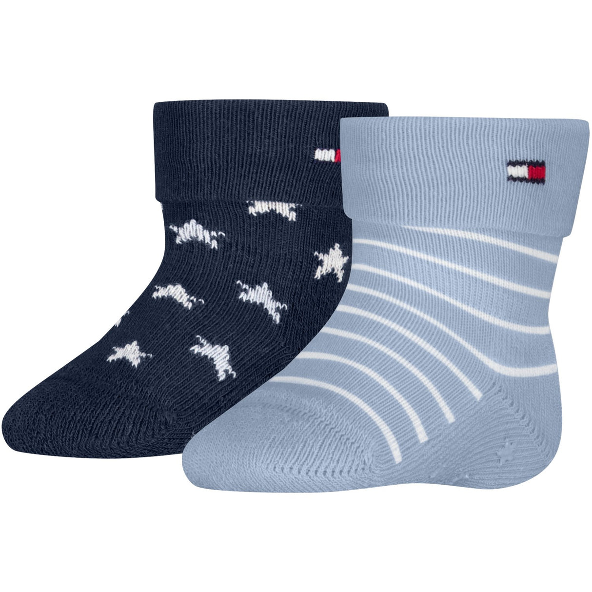 Tommy Hilfiger Light Blue Baby Strømper 2-Pak Fold Over Abs
