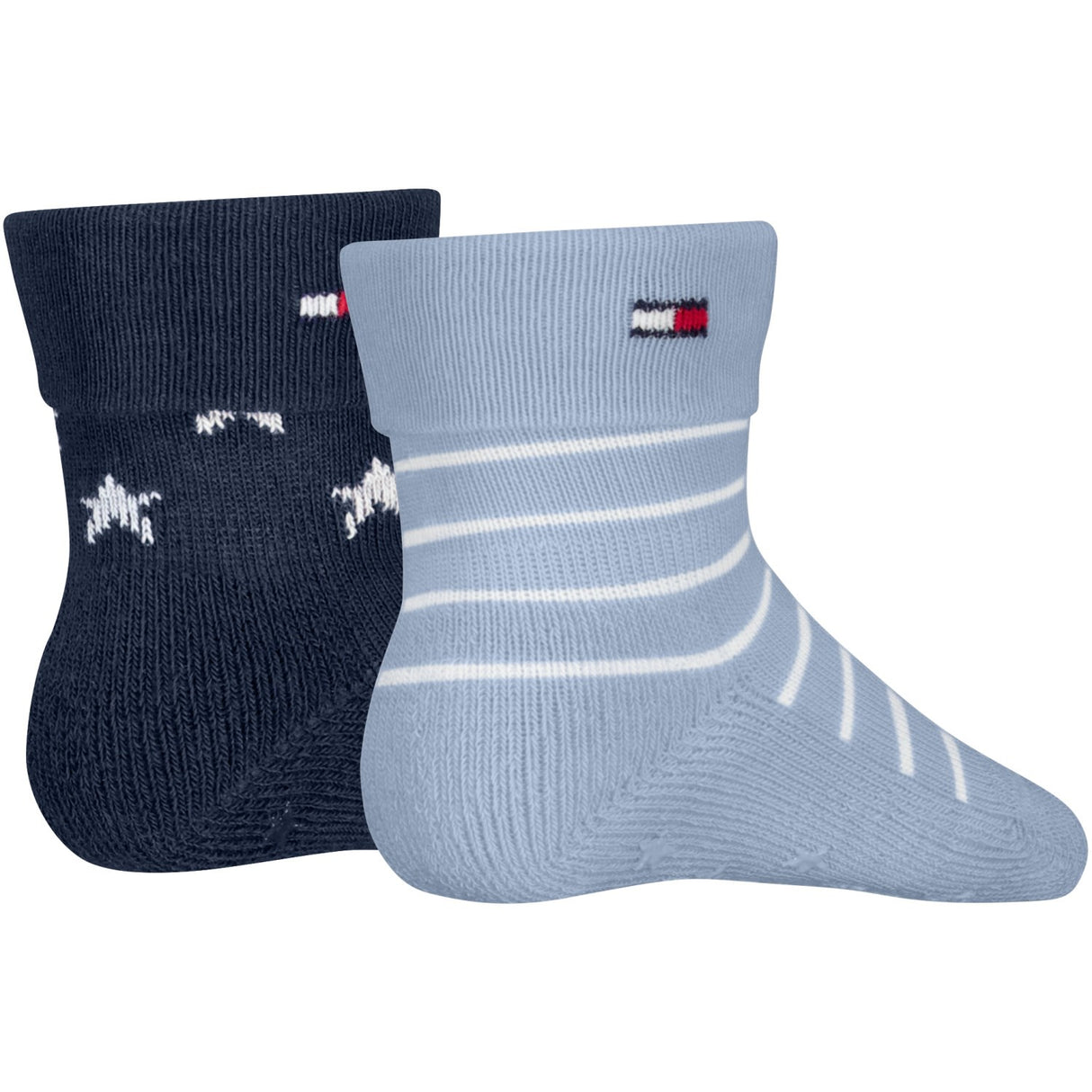 Tommy Hilfiger Light Blue Baby Strømper 2-Pak Fold Over Abs