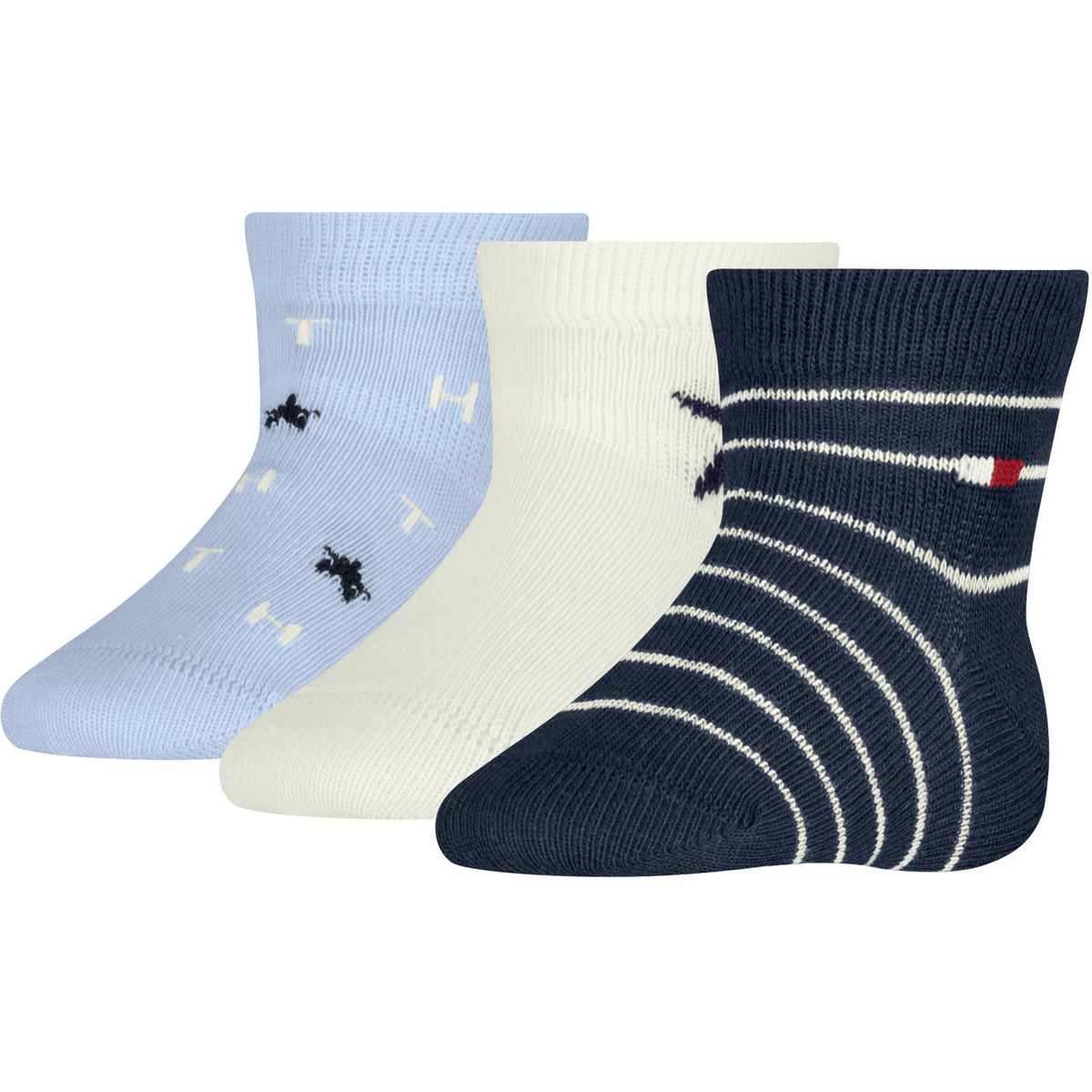 Tommy Hilfiger Light Blue Baby Strømper 3-Pak Giftbox Stars & Stripes