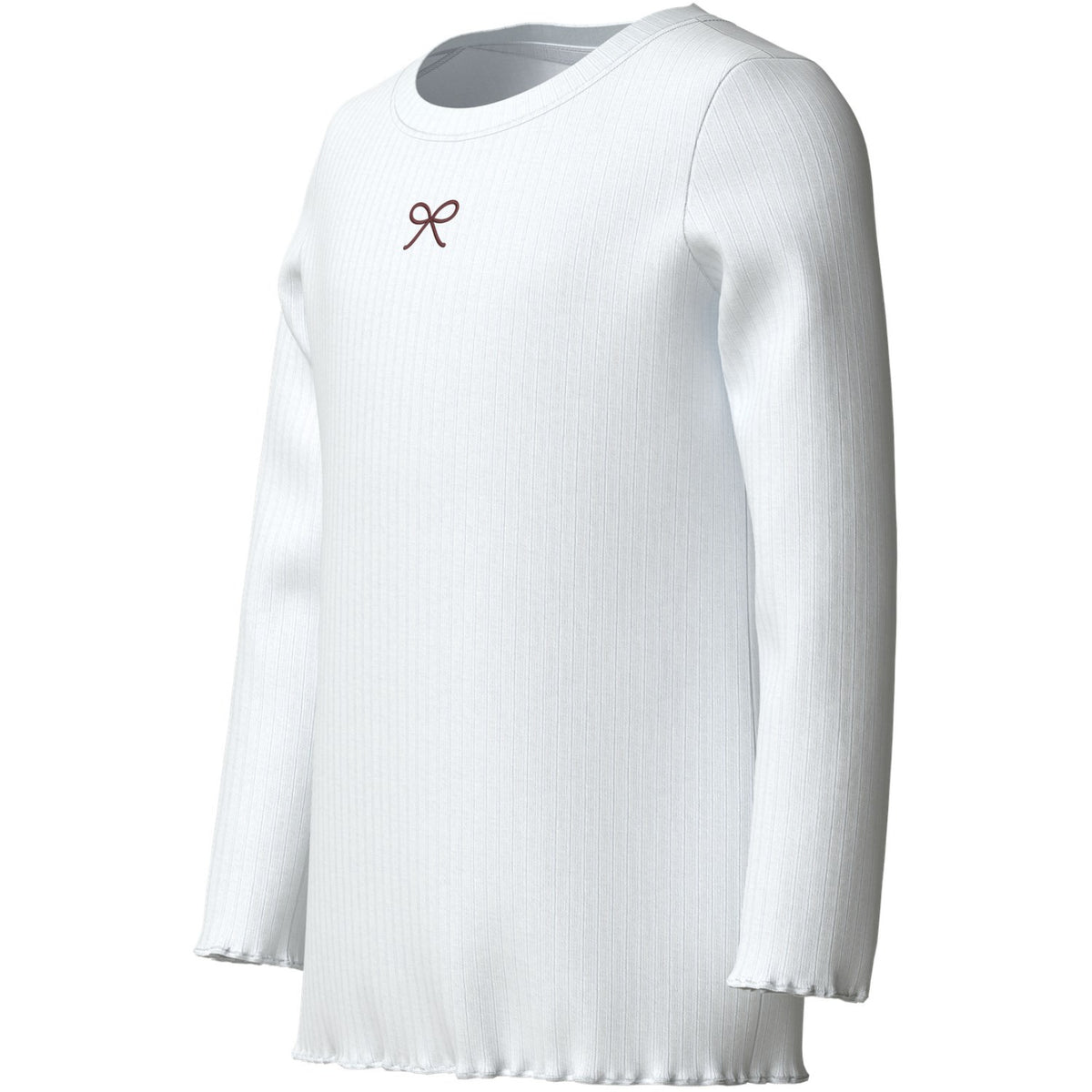 Name It Bright White Bow Embroidery Nkfvemma Glitter Ls Slim Top