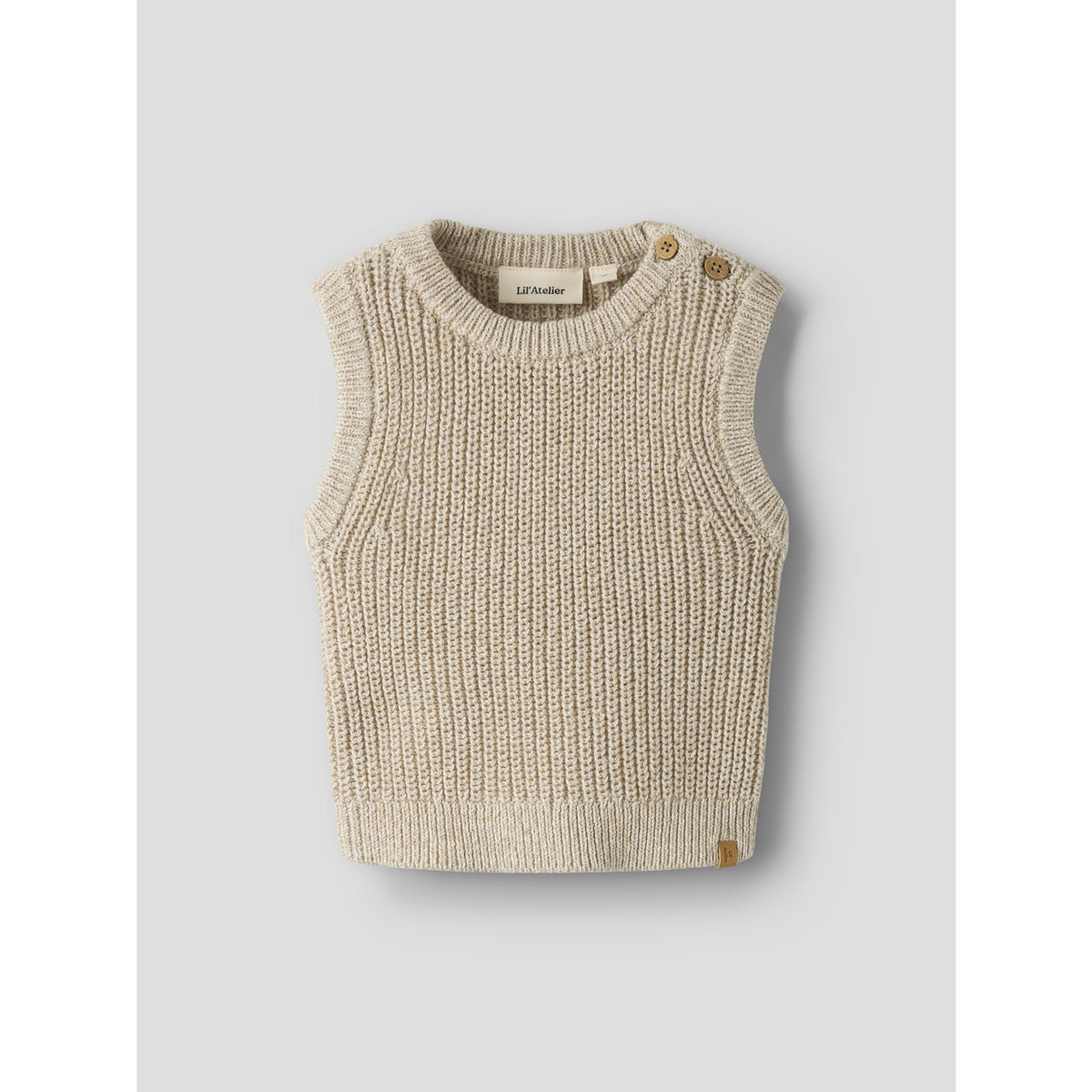 Lil'Atelier White Pepper Melange Nbmrokkos Strik Vest Lil