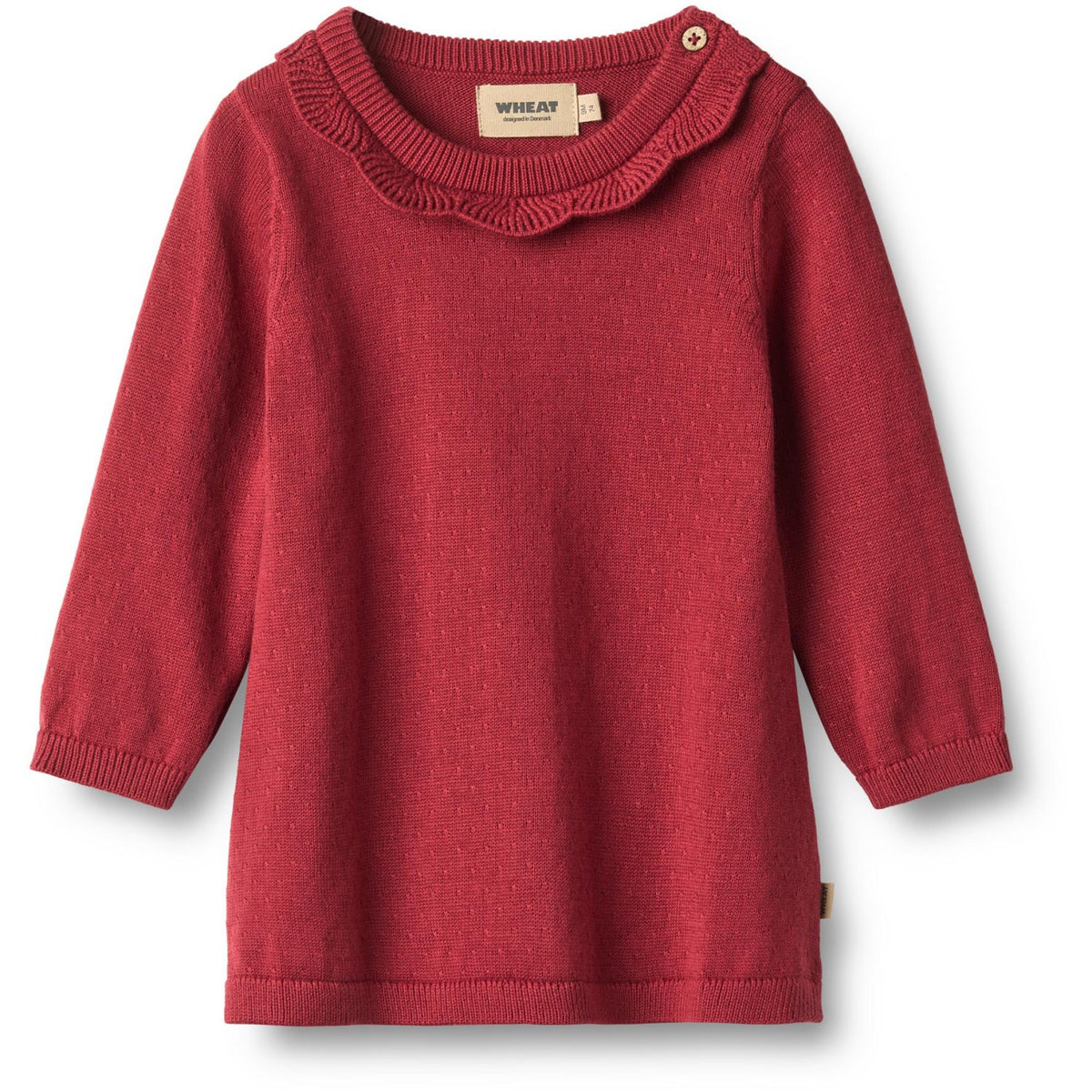 Wheat Red Cherry Strik Kjole L/S Nannie