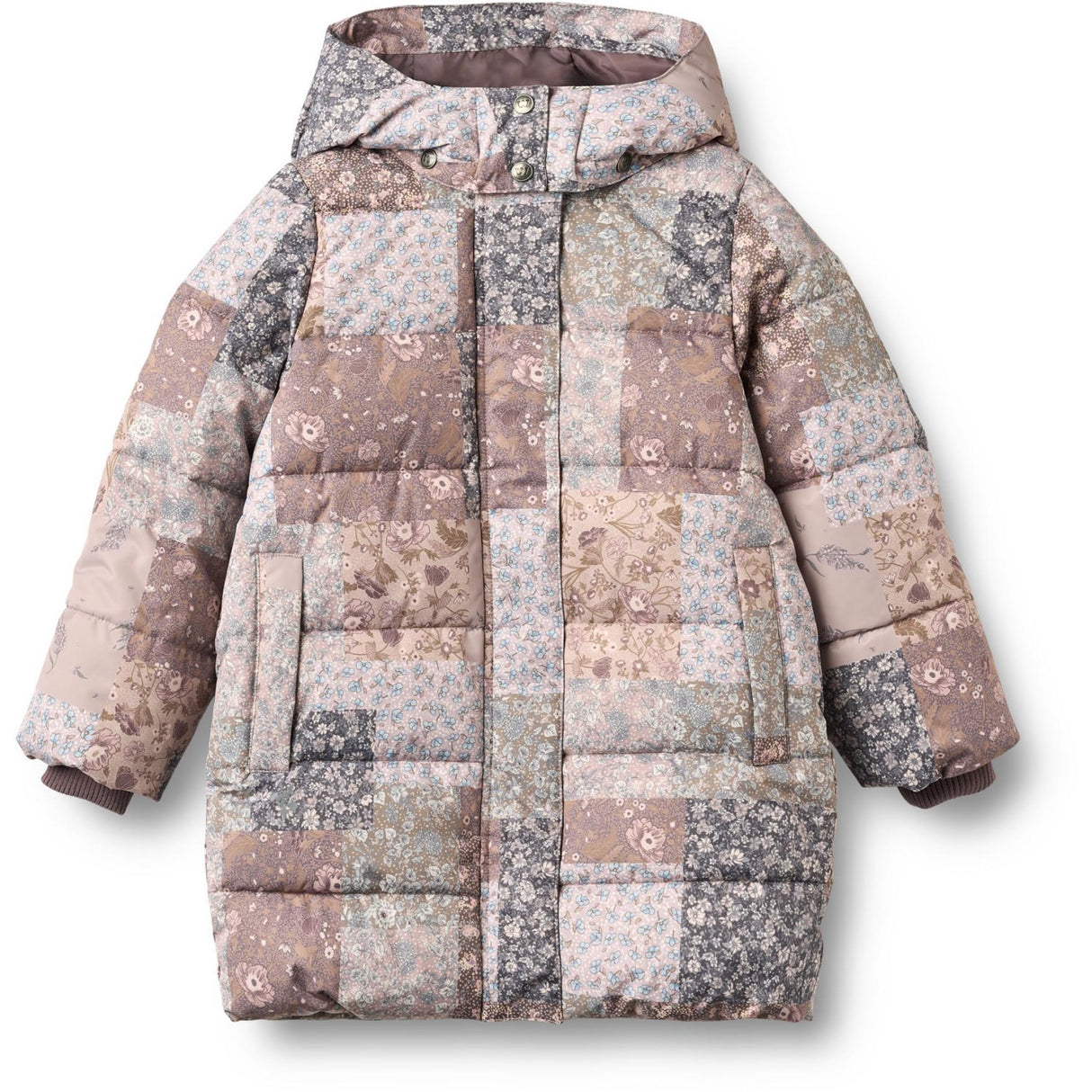 Wheat Patchwork Flowers Puffer Frakke Yrsa