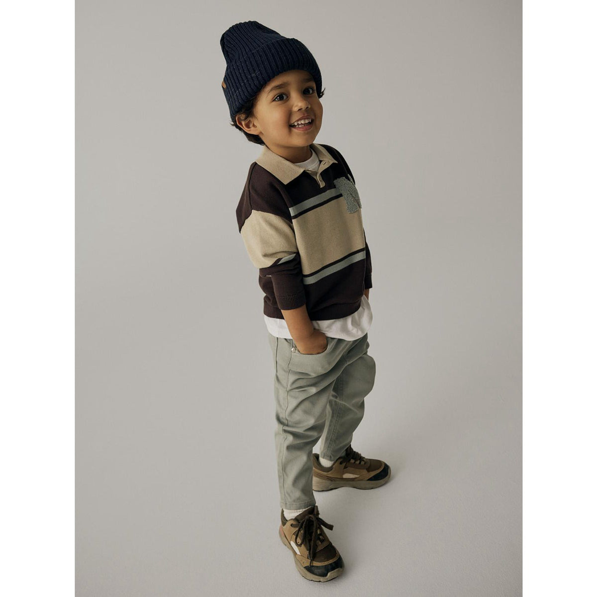 Name It Chocolate Plum With N Nmmral Ls Strik Polo