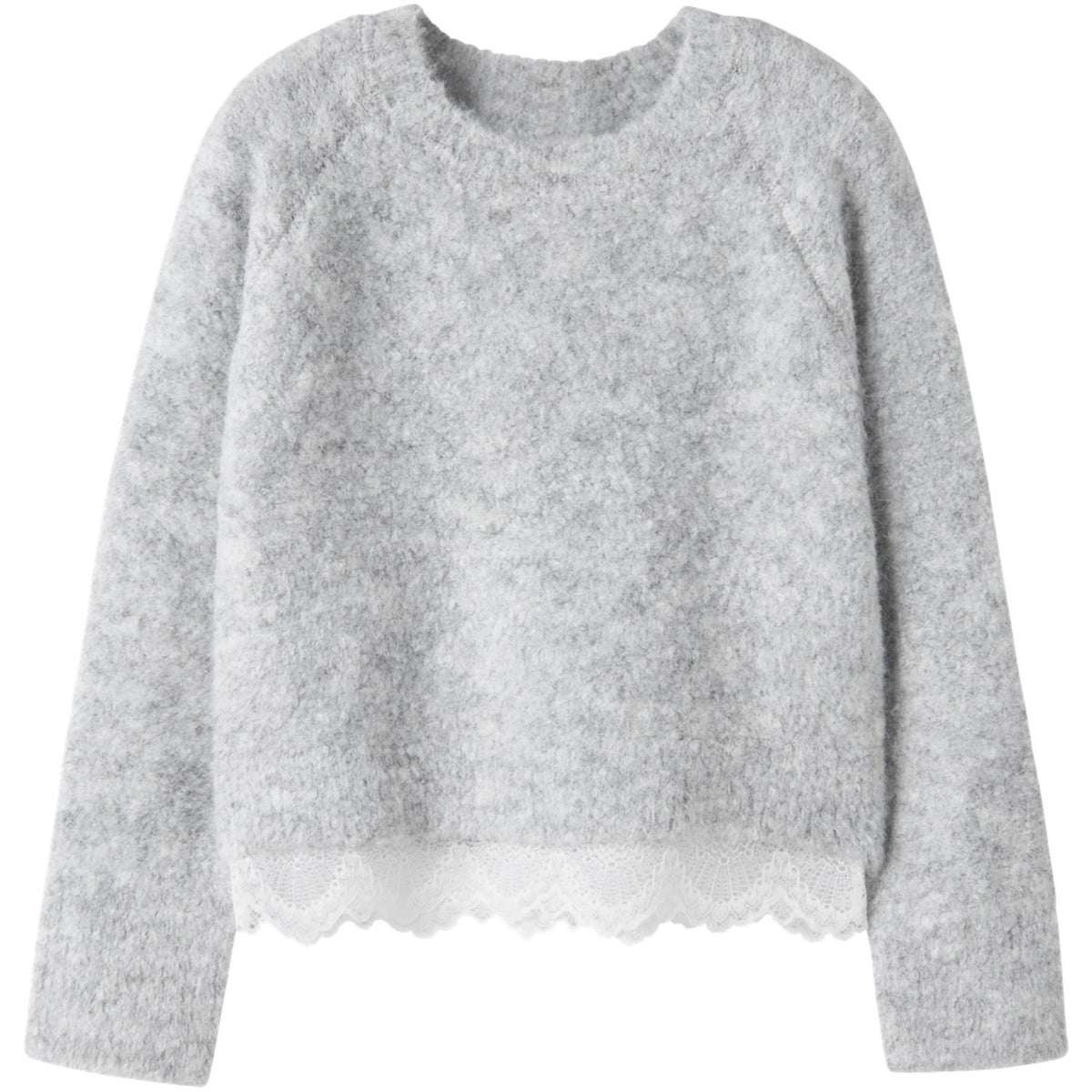 Name It Light Grey Melange Nkfsacha Ls Loose Strik