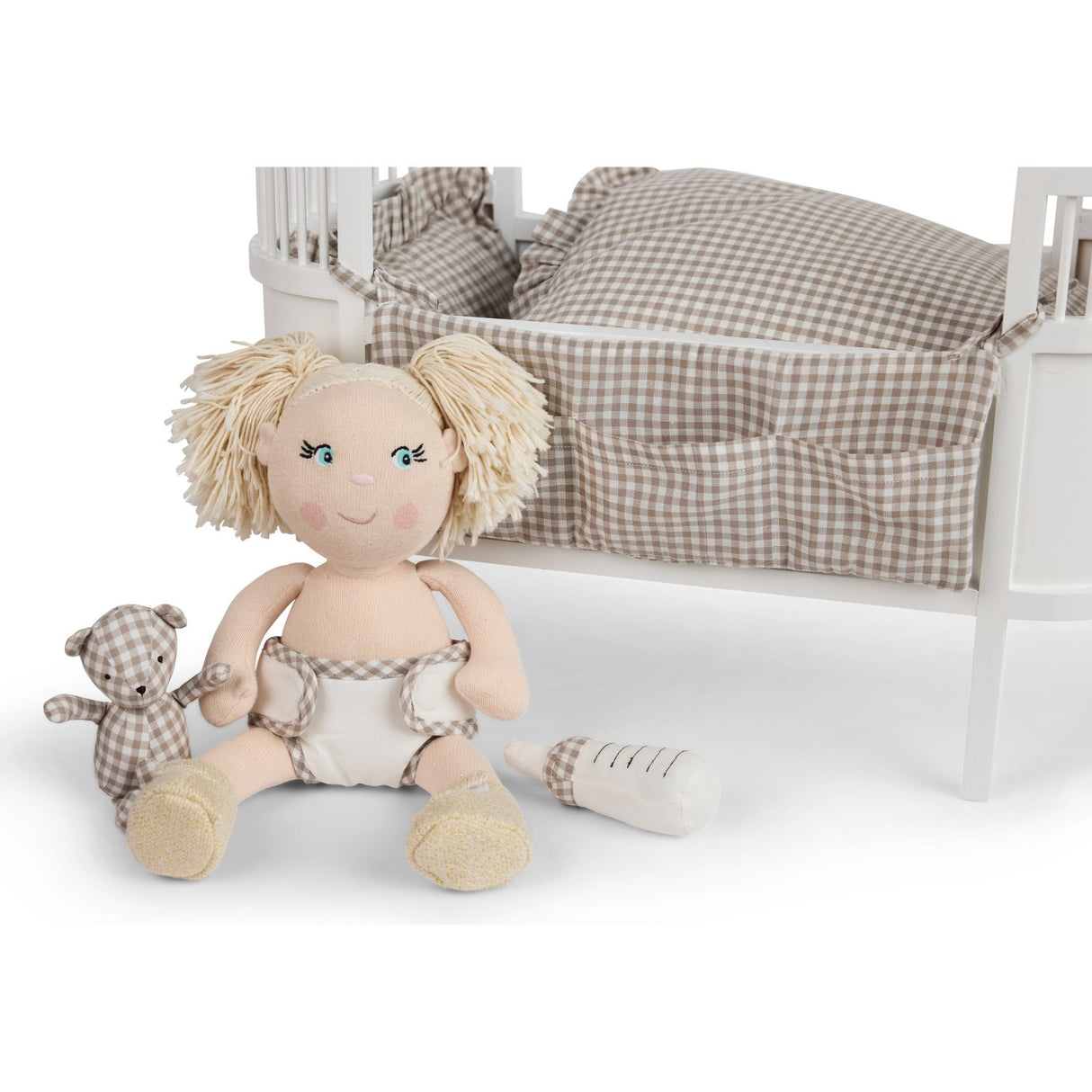 Smallstuff Delicate Nature Gingham Opbevaring Med Accessories Til Dukkeseng
