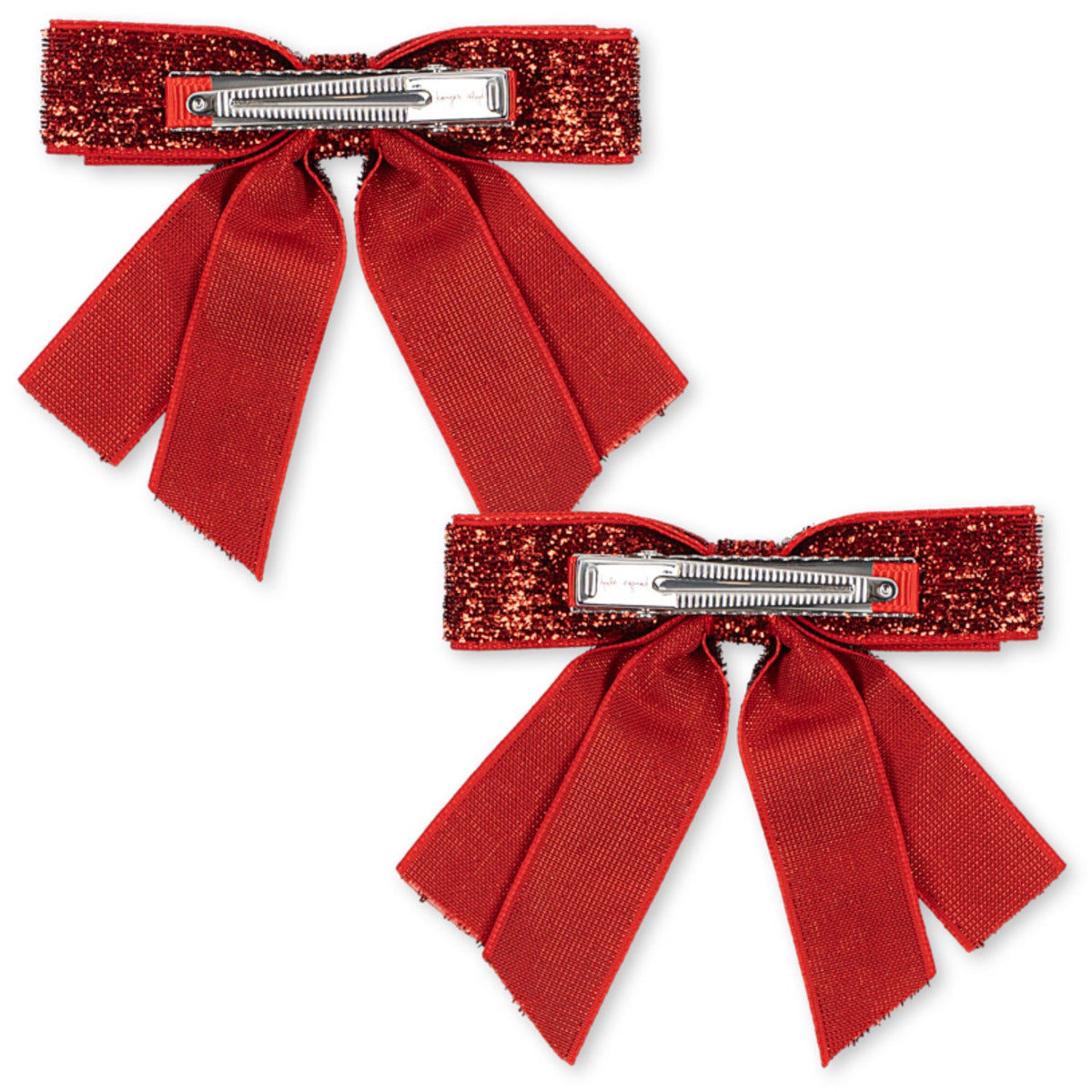 Konges Sløjd Red Glitter 2 Pak Fløjl Dobbelt Sløjfe Hair Clips