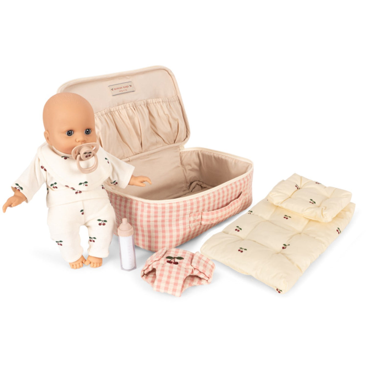 Konges Sløjd Pink Check Baby Dukke Pusle Kuffert