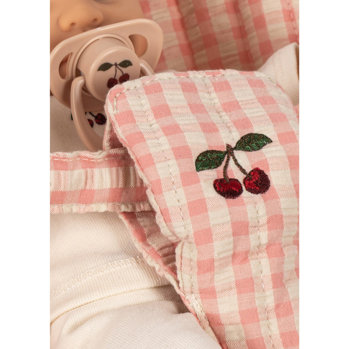 Konges Sløjd Pink Check Poppy Dukke Stroller Sæt