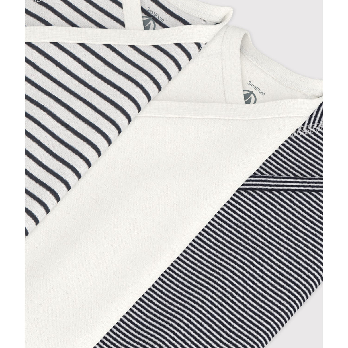 Petit Bateau Navy Stripe Kortærmet Body 3-Pak