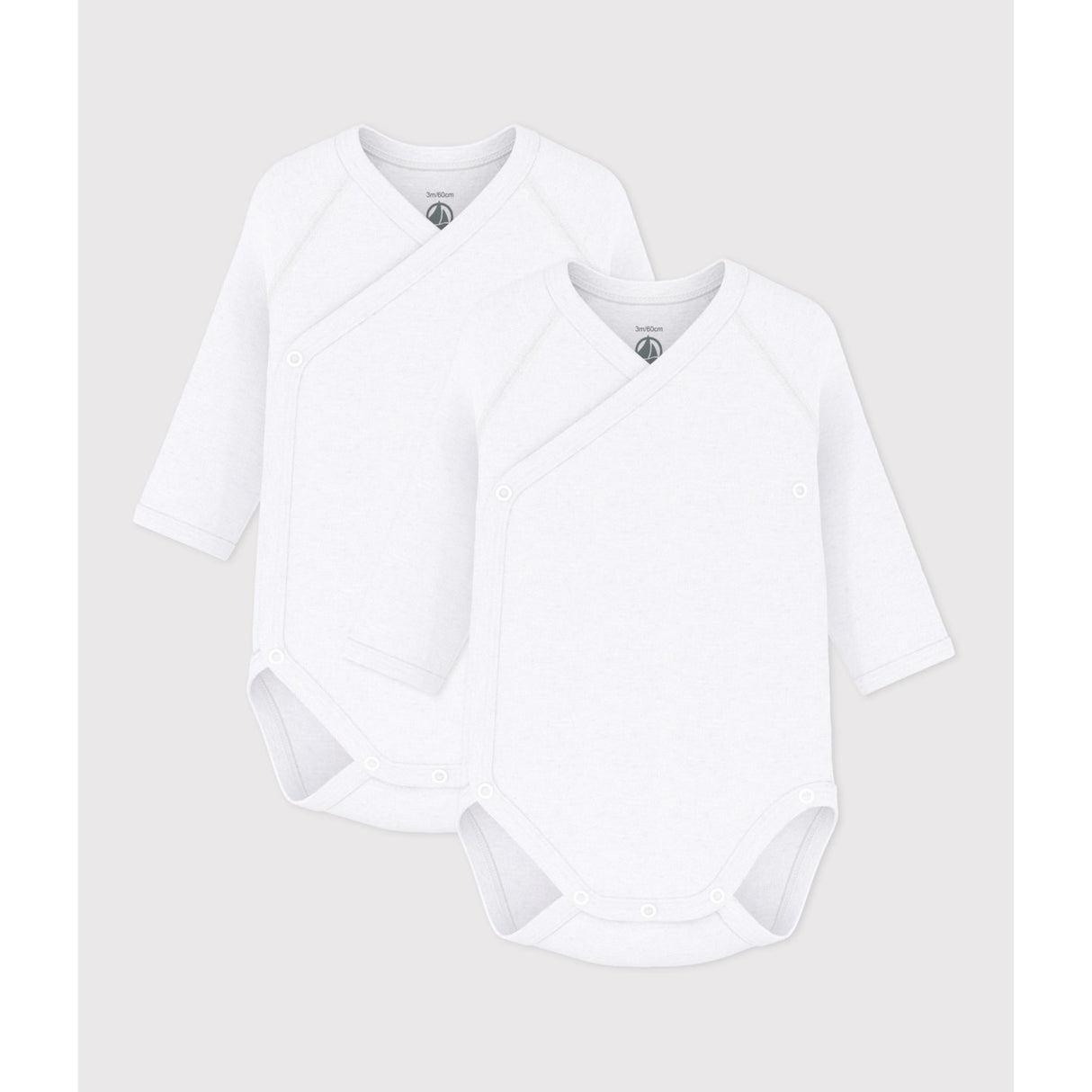Petit Bateau White Langærmet Body 3-Pak