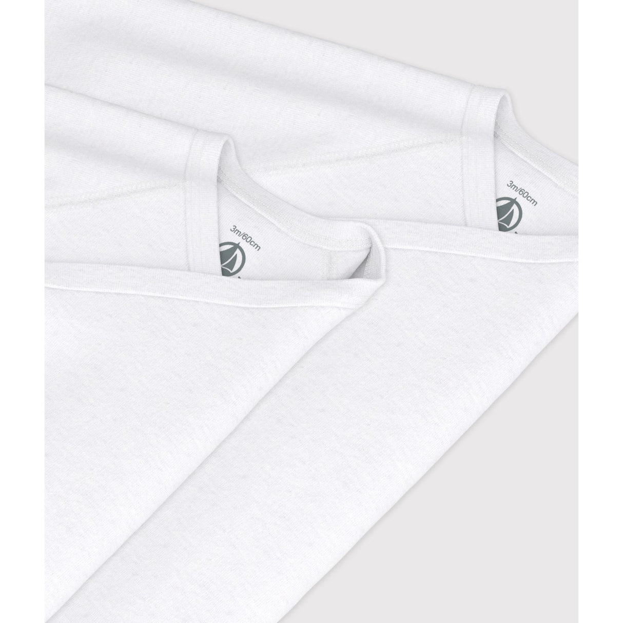 Petit Bateau White Langærmet Body 3-Pak