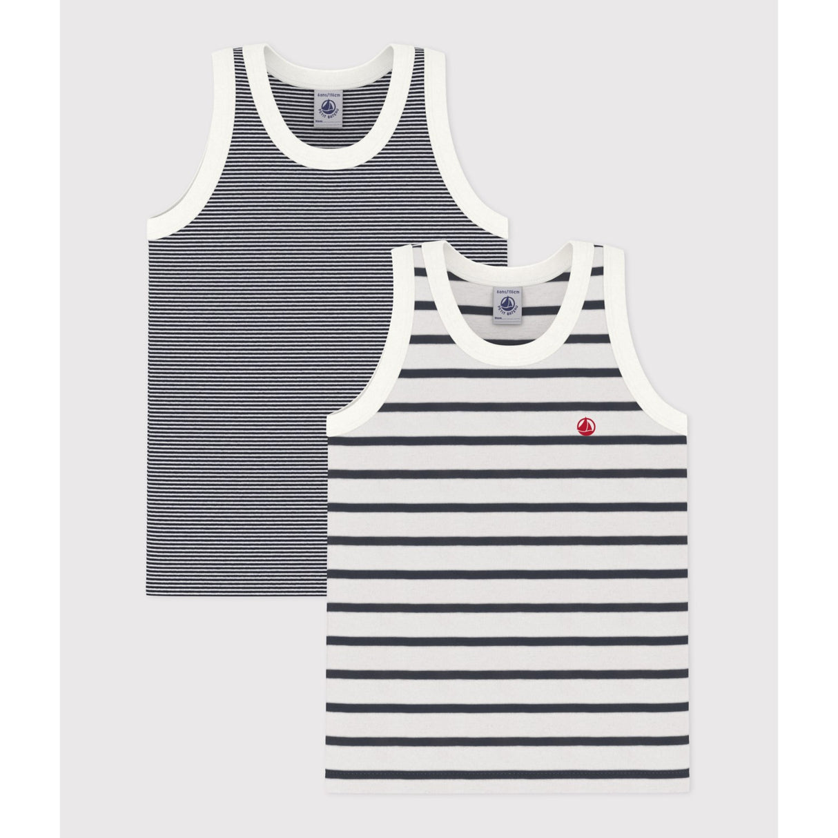 Petit Bateau Navy Stripe Undertrøje 2-Pak