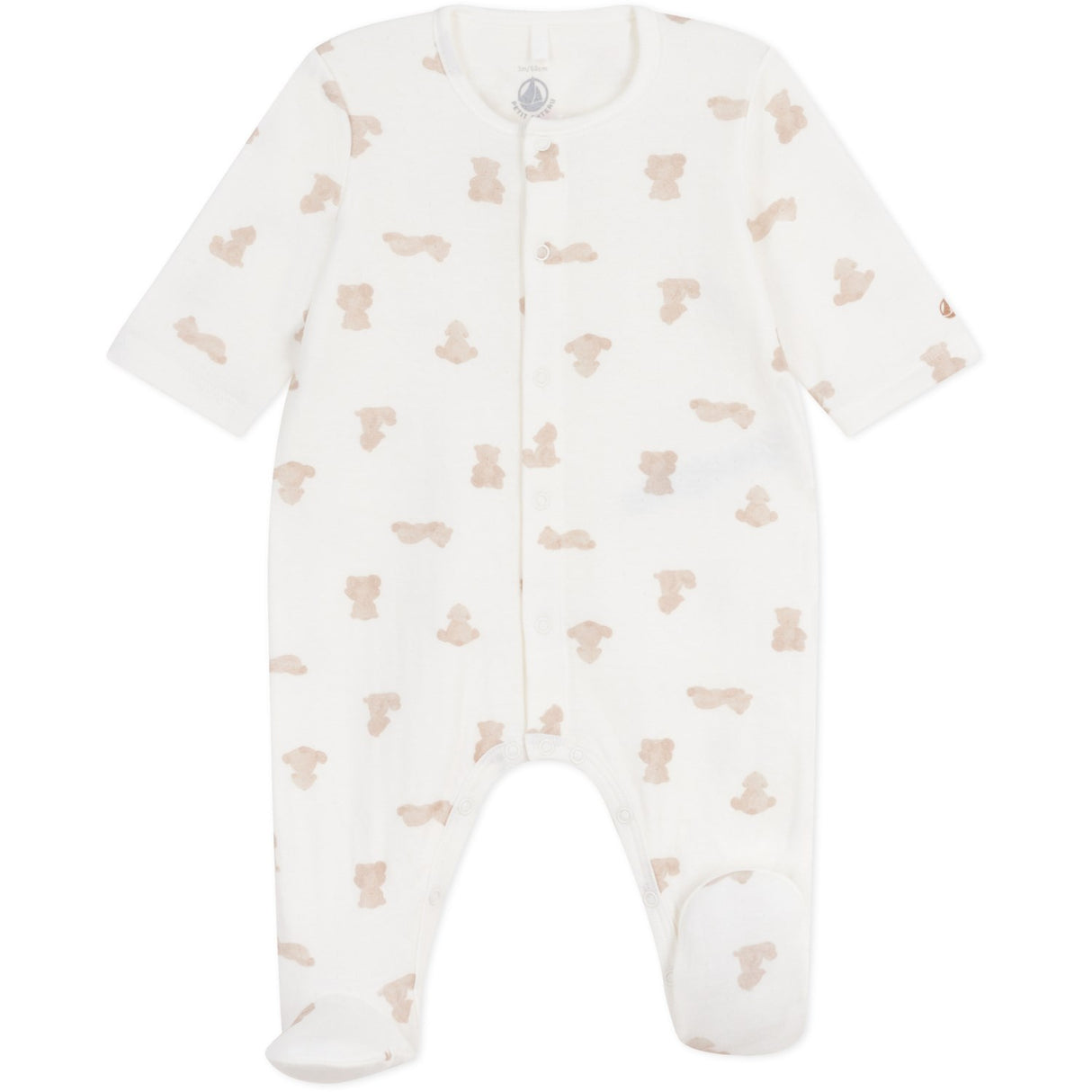 Petit Bateau MARSHMALLOW/BRUN Sleepsuit