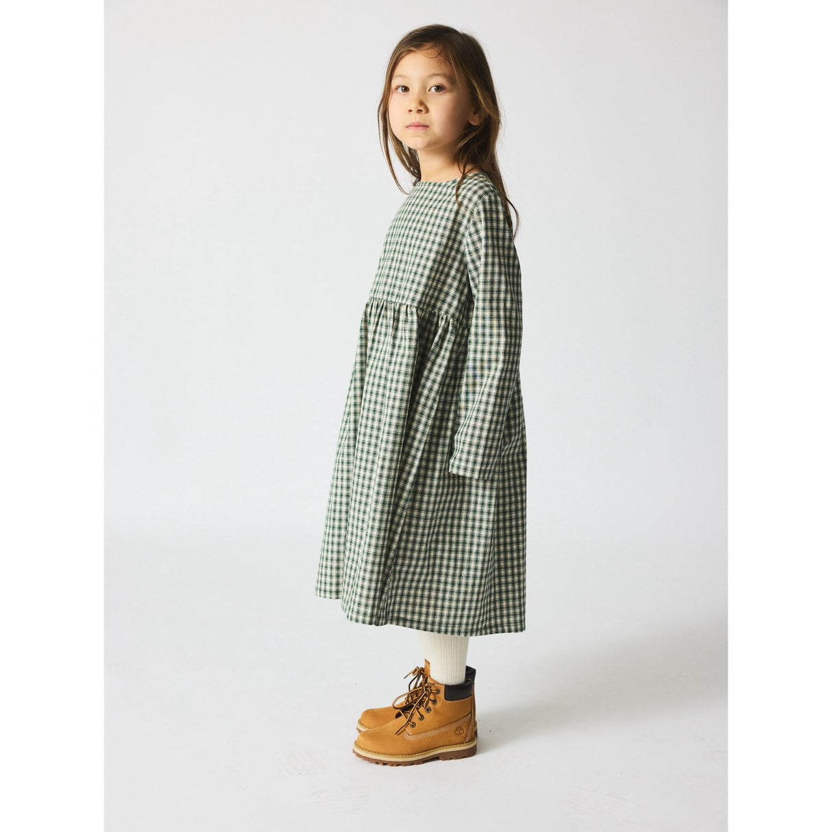 brunobruno nation Myrtle Green Check Vita Check Kjole