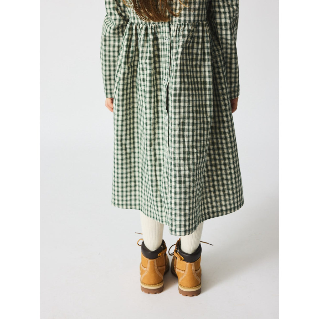 brunobruno nation Myrtle Green Check Vita Check Kjole